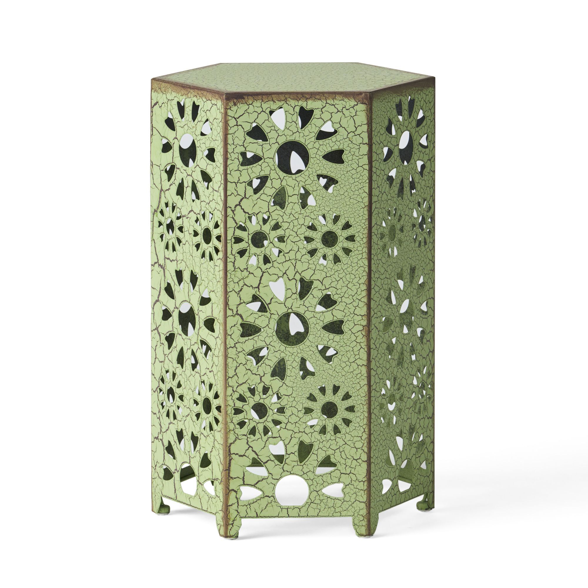 Miki Shinly NHG-CGRN-07JJ Iron Patio Table Hexagon Outdoor End 10.5-in W x 12-in L