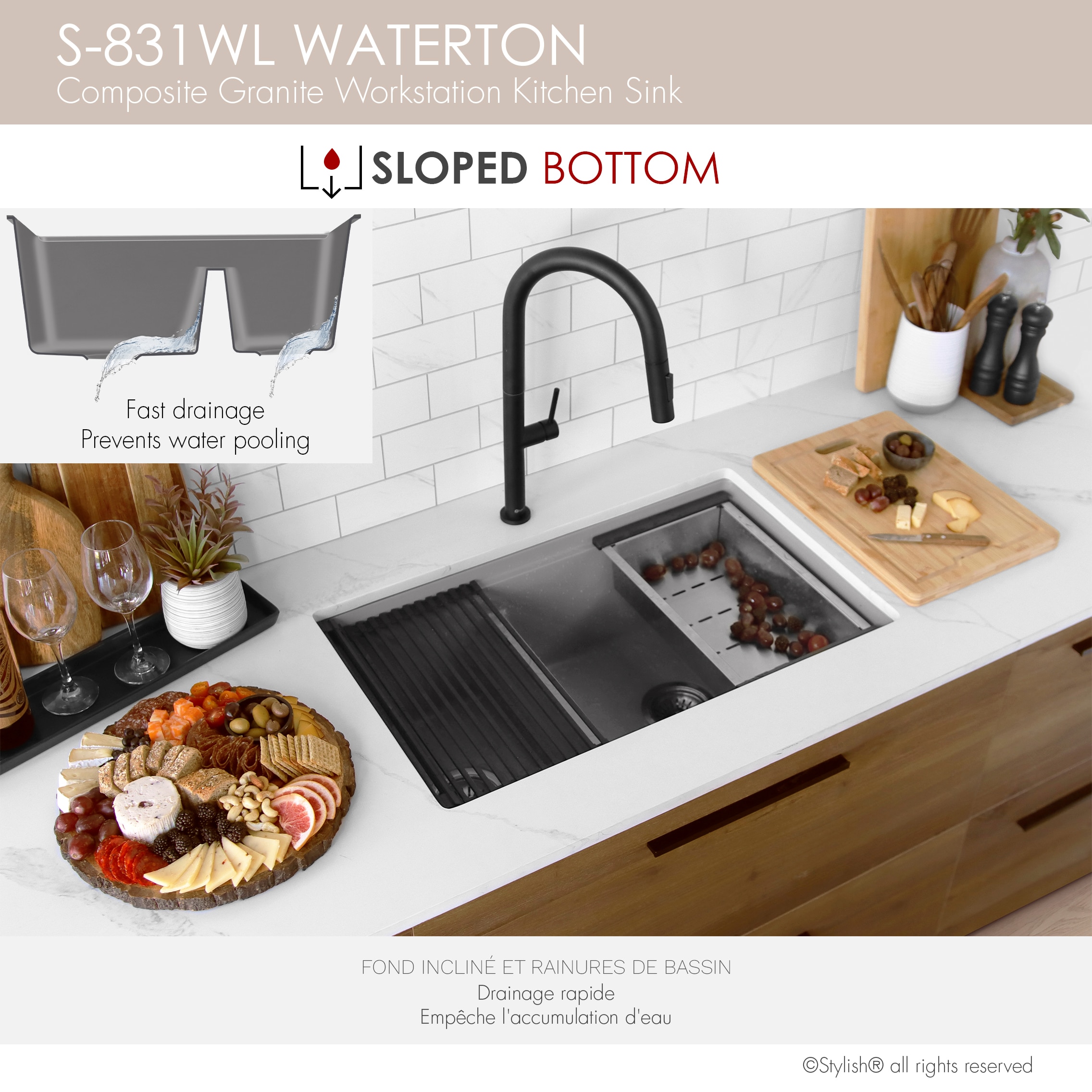 Stylish S-831WL Kitchen-Sinks - View #8