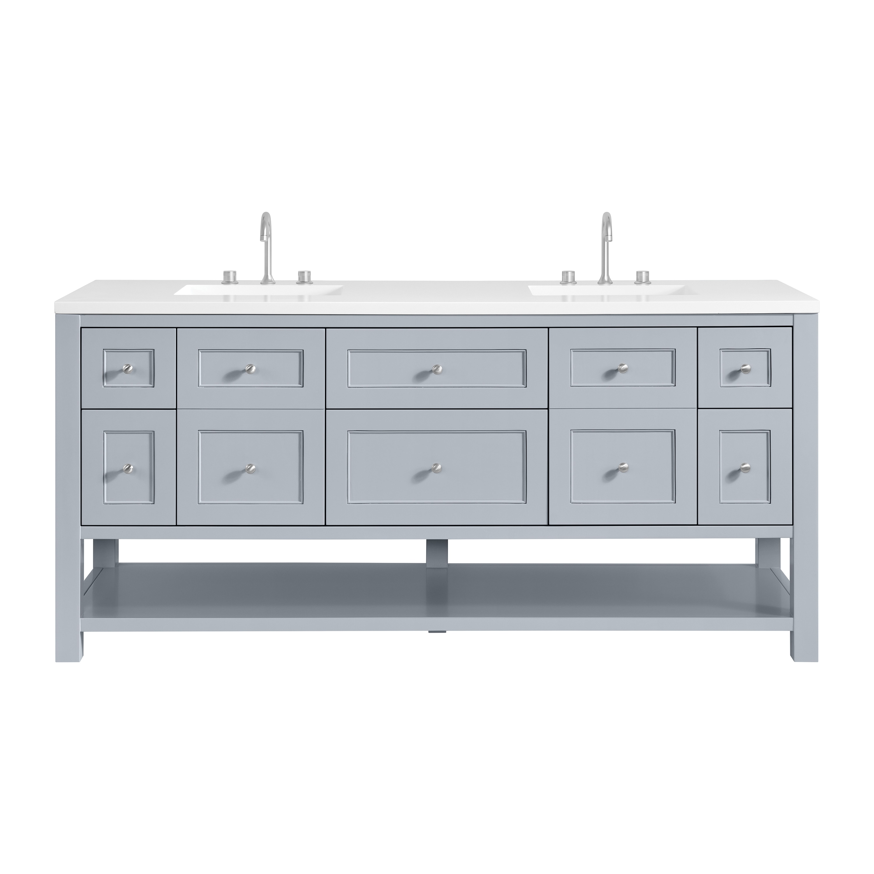 James Martin Vanities 330-V72-SRB-3WZ Breckenridge 72-in Serenity Blue Undermount Double Sink Bathroom Vanity with White Zeus Quartz Top