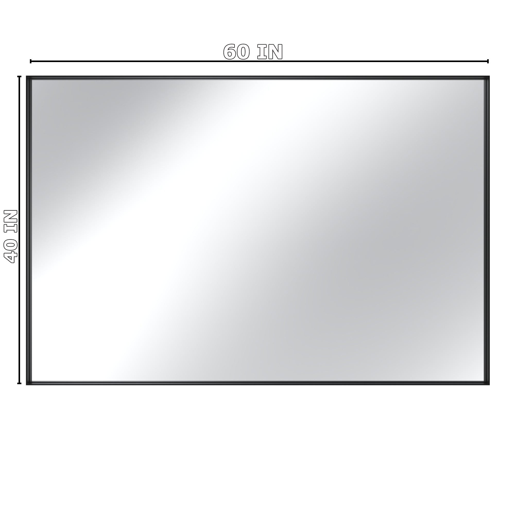Boyel Living BLC-RA150100-B Matte Black Aluminum Alloy Frame Bathroom Mirror Without Lighting HorizontalVertical Use 60-in x 40-in