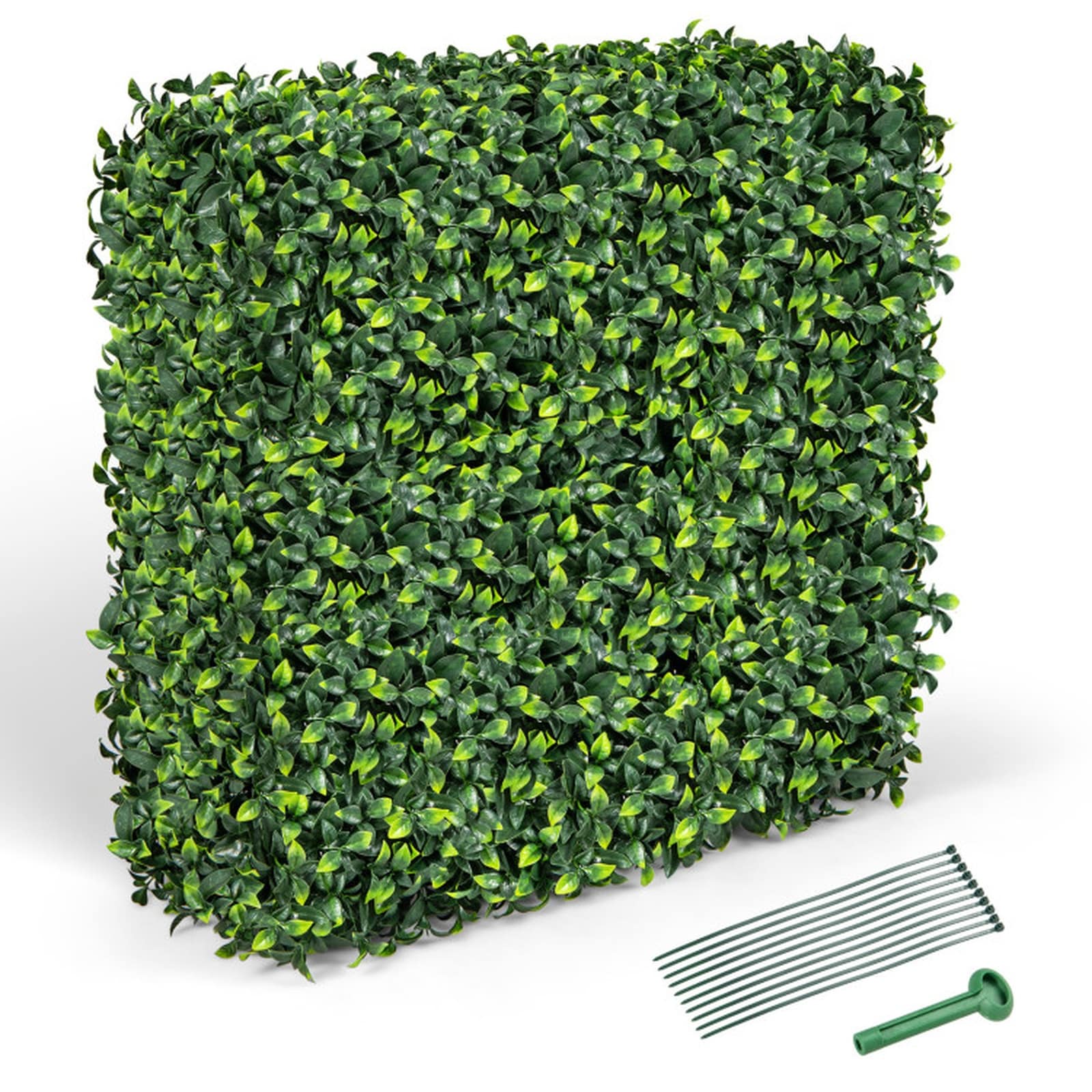 SUGIFT Artificial Boxwood Faux Greenery Room Divider Privacy Hedge Wall with PE Leaves Aluminum Frame and Tool-Free Assembly 36-in x 15-in x 34-in-Medium