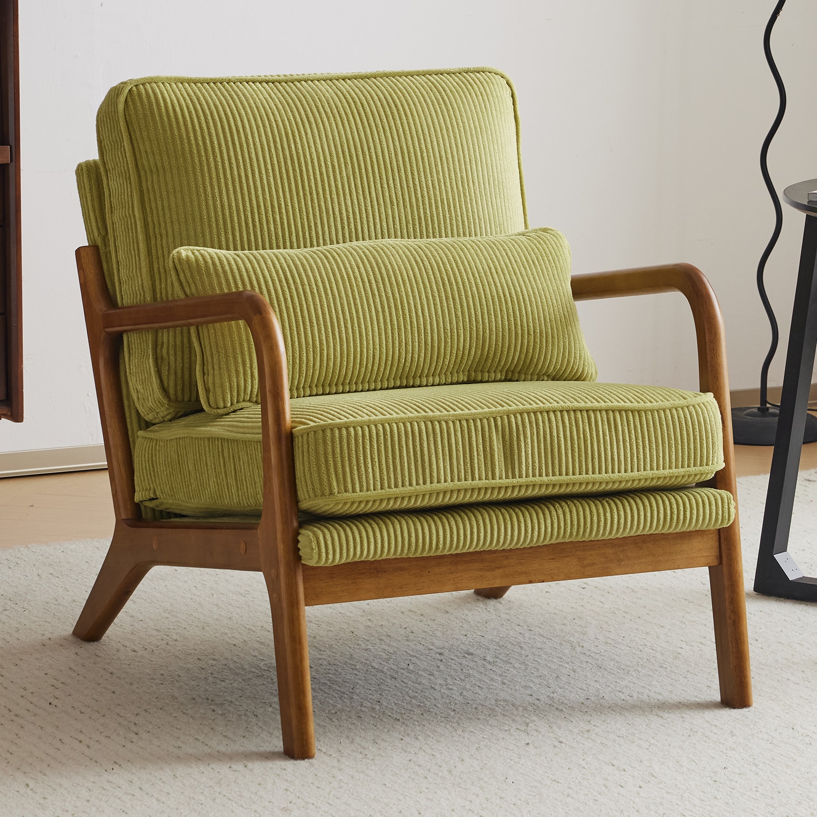 Outopee LO1G98000160 Casual Green Corduroy Accent Chair