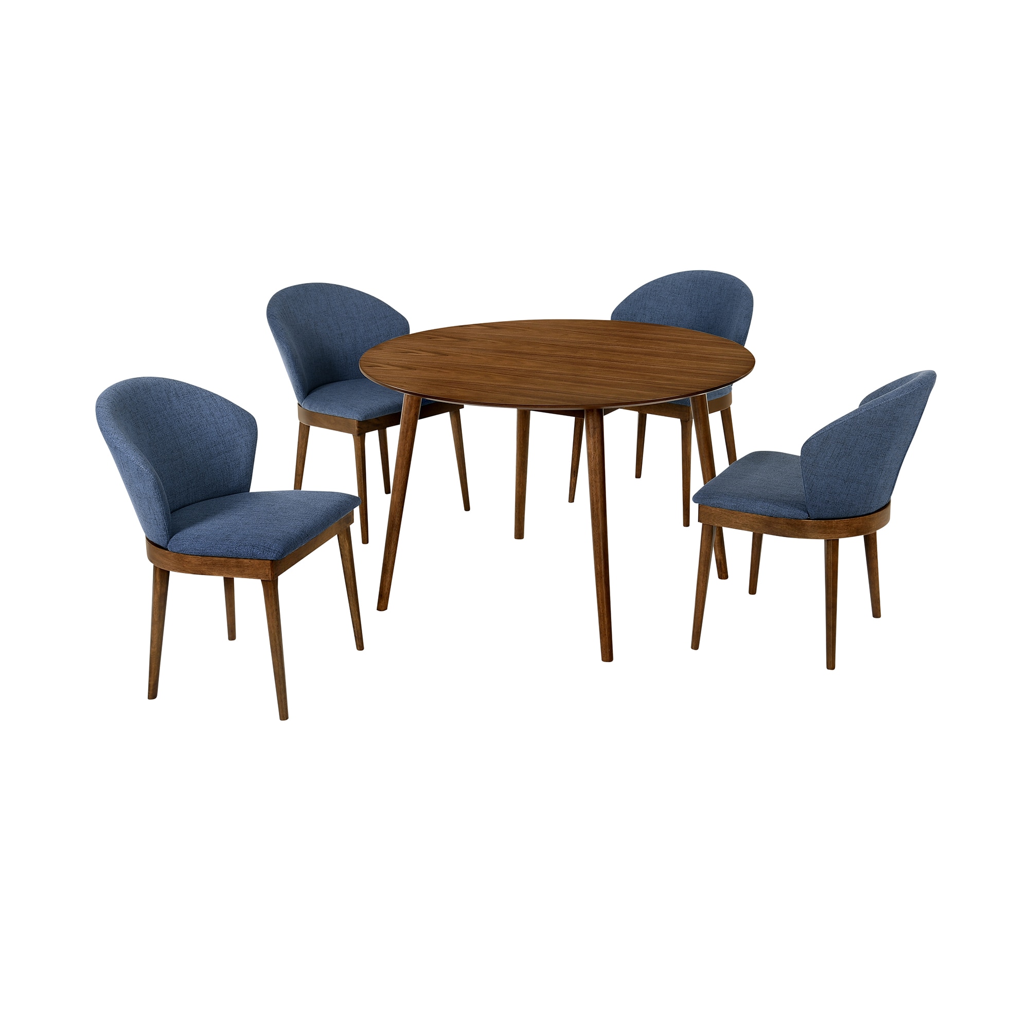 Armen Living SETARDI5JNWABLU48 Walnut Contemporary/Modern Dining Room Set with Round Table ( Seats 4 )