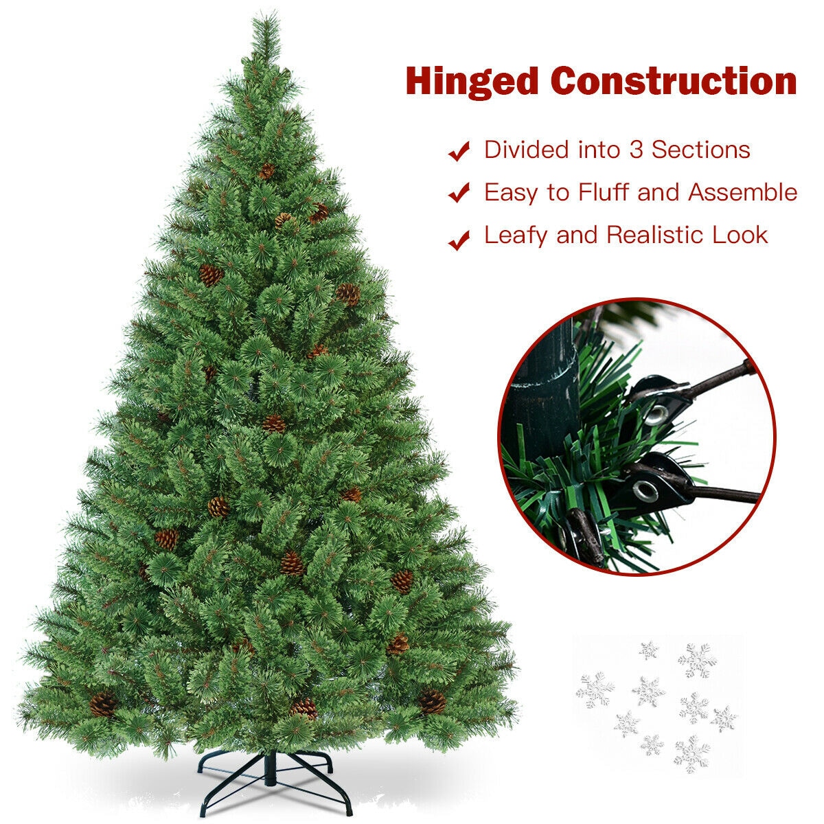 6ft Green Pine Pre-Lit Christmas Tree with Warm White LED Lights