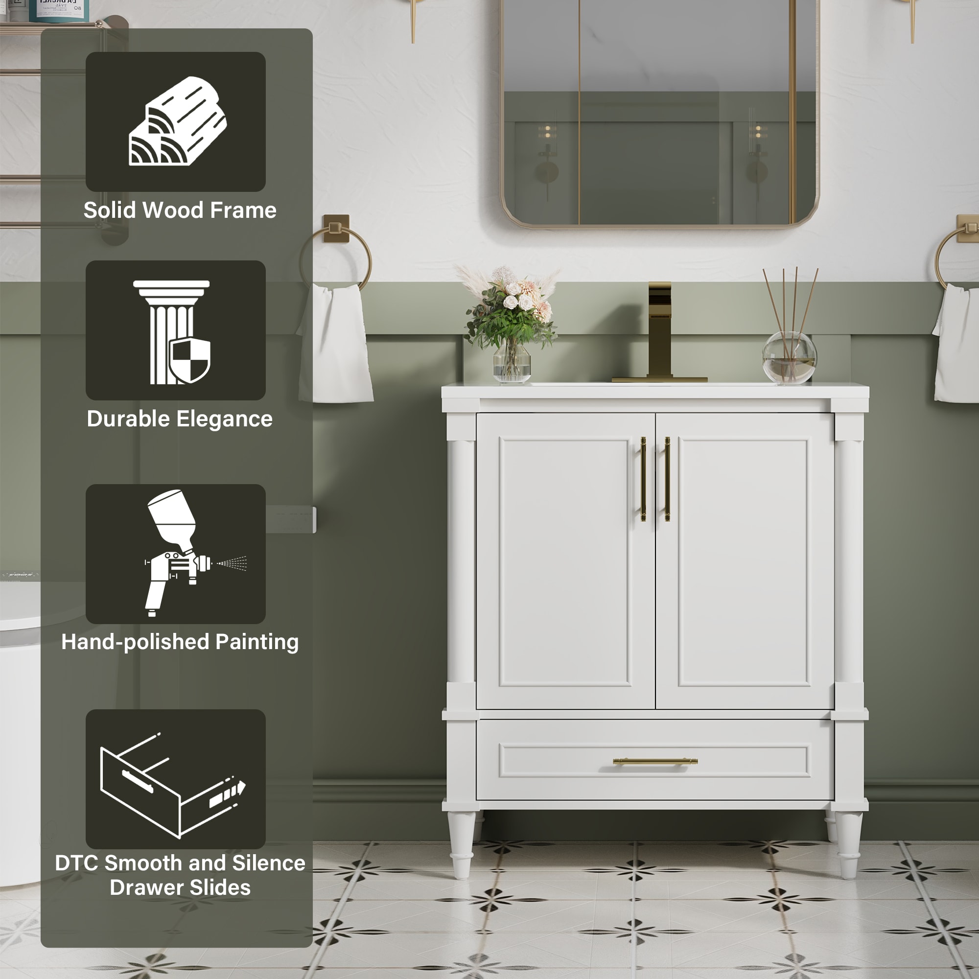 WELLFOR TO-AN-BV24WH Bath-Vanity-Combo - View #6