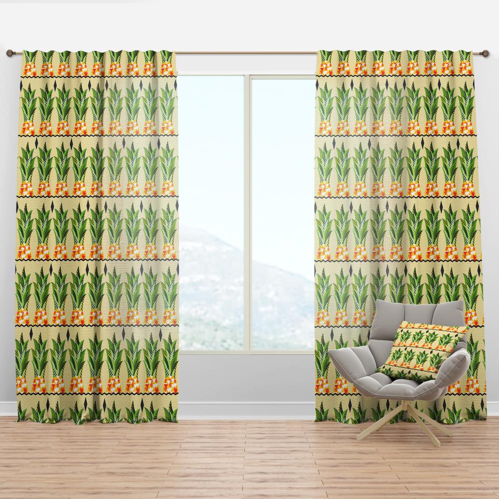 Designart CTN19325-52-120 120-Inches Green Abstract Room darkening Thermal lined Rod pocket Single curtain panel