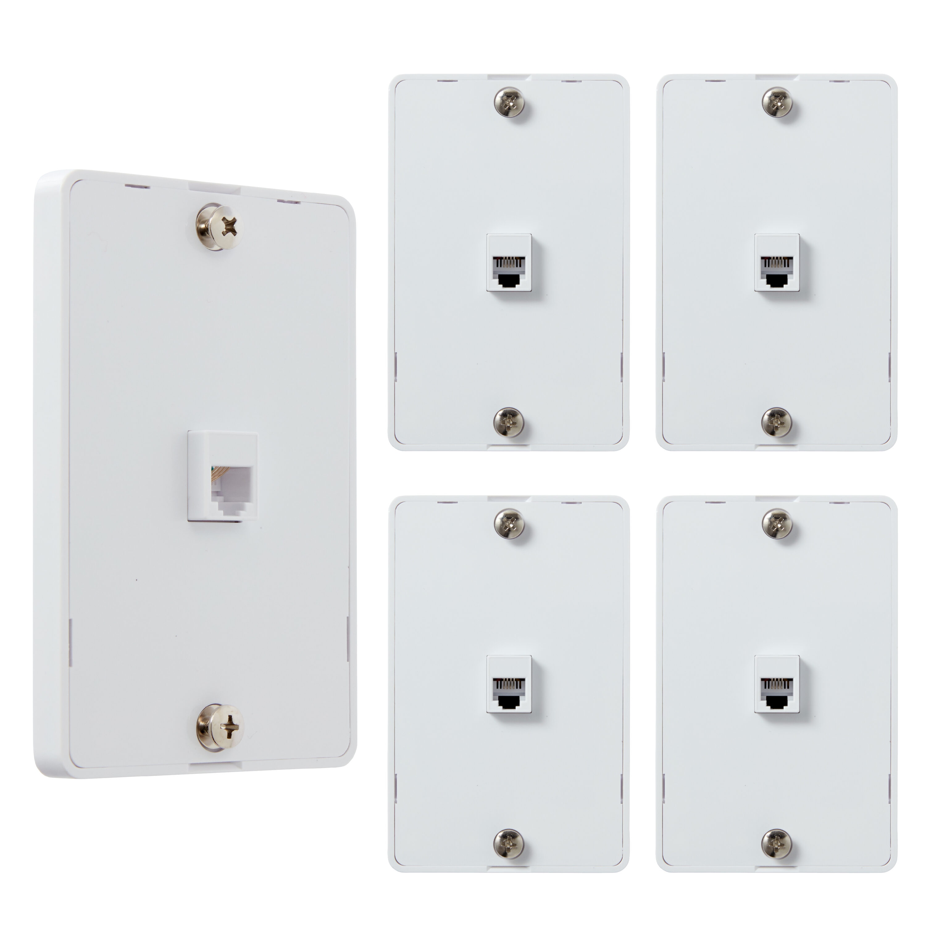 Newhouse Hardware OLPHP-WH-05 5 -Pack Plastic F-Type Coax/Telephone Wall Jack