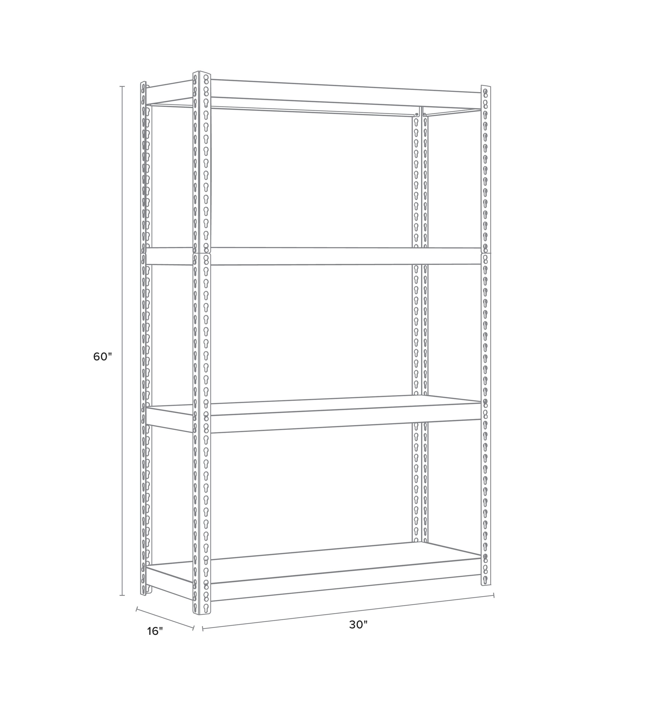 Black Heavy-Duty Riveted Steel 4-Shelf Storage Unit