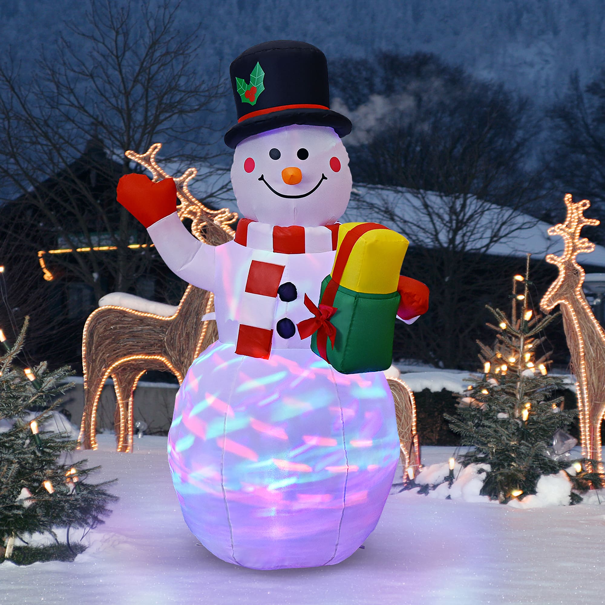 Costway LWS00681 5-Feet Lighted Snowman Christmas Inflatable