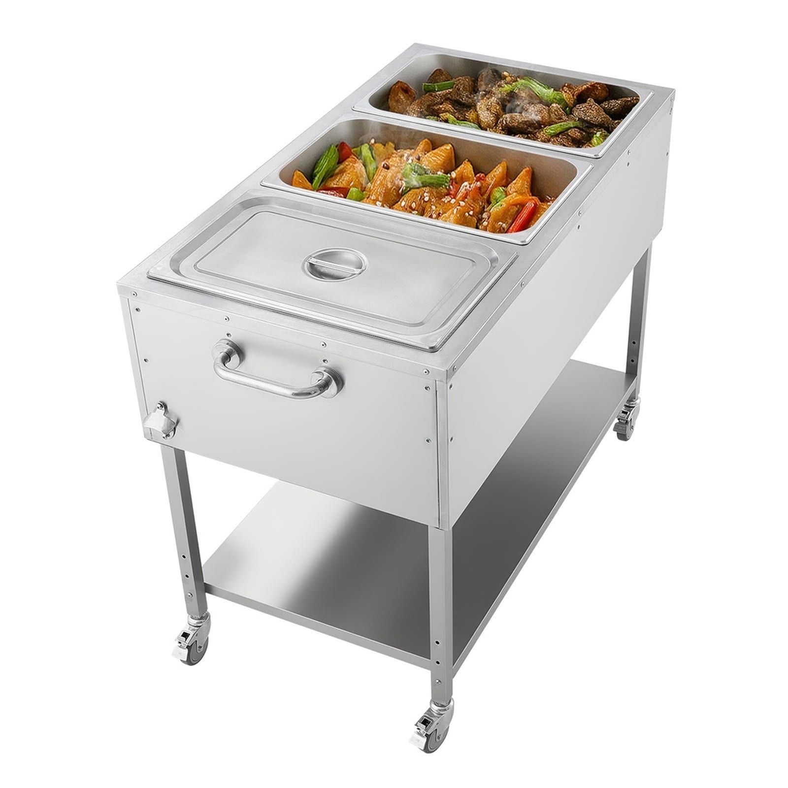 GIVIMO - Propane Steam Table 3 Pan Commercial Food Warmer 9000-BTU Waterless with Independent Bur...