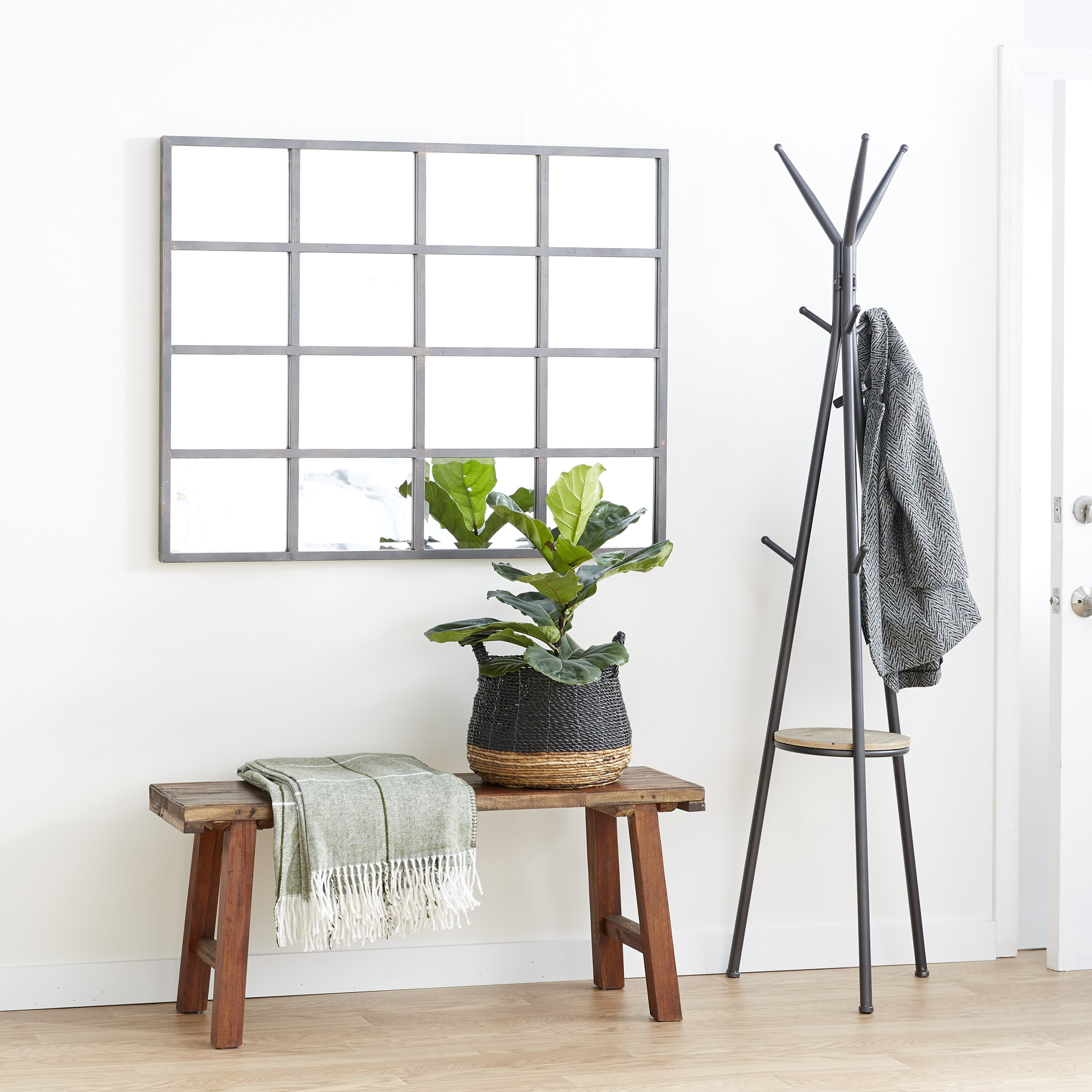 Grayson Lane 53394 35-Inches W x 45.0-Inches H Rectangle Black Window Pane Framed Wall Mirror