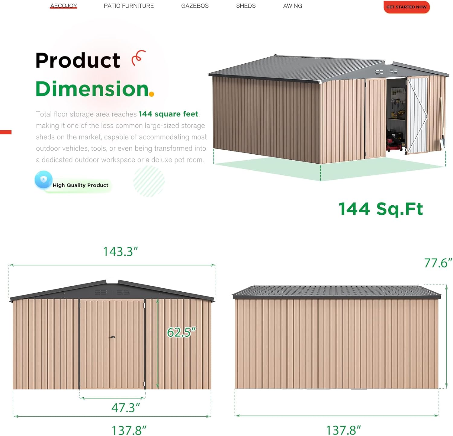 AECOJOY 16232GR-LS02 Metal-Storage-Buildings-Sheds - View #4