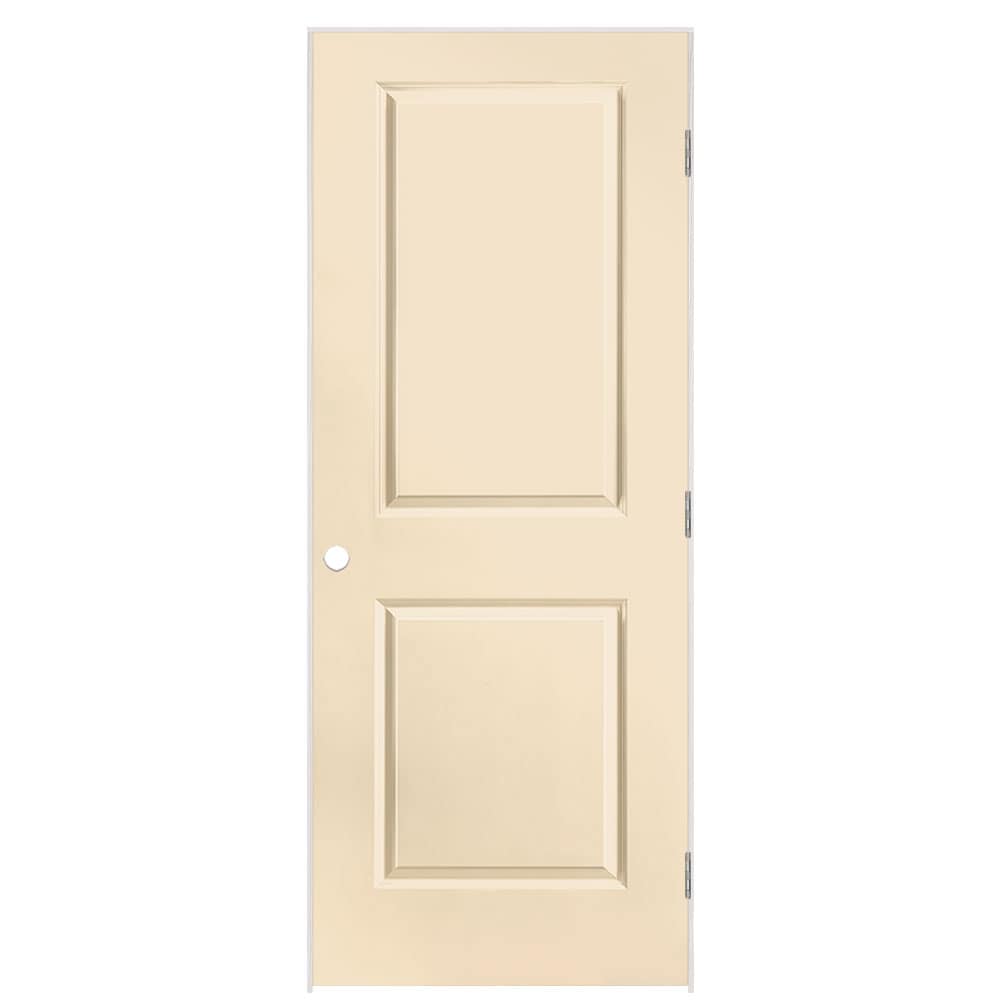 Masonite 1316065 32-in x 80-in Cream N Sugar Solid core 2-panel square Left hand Smooth Prefinished Molded composite Flat Jamb Single Prehung Interior Door