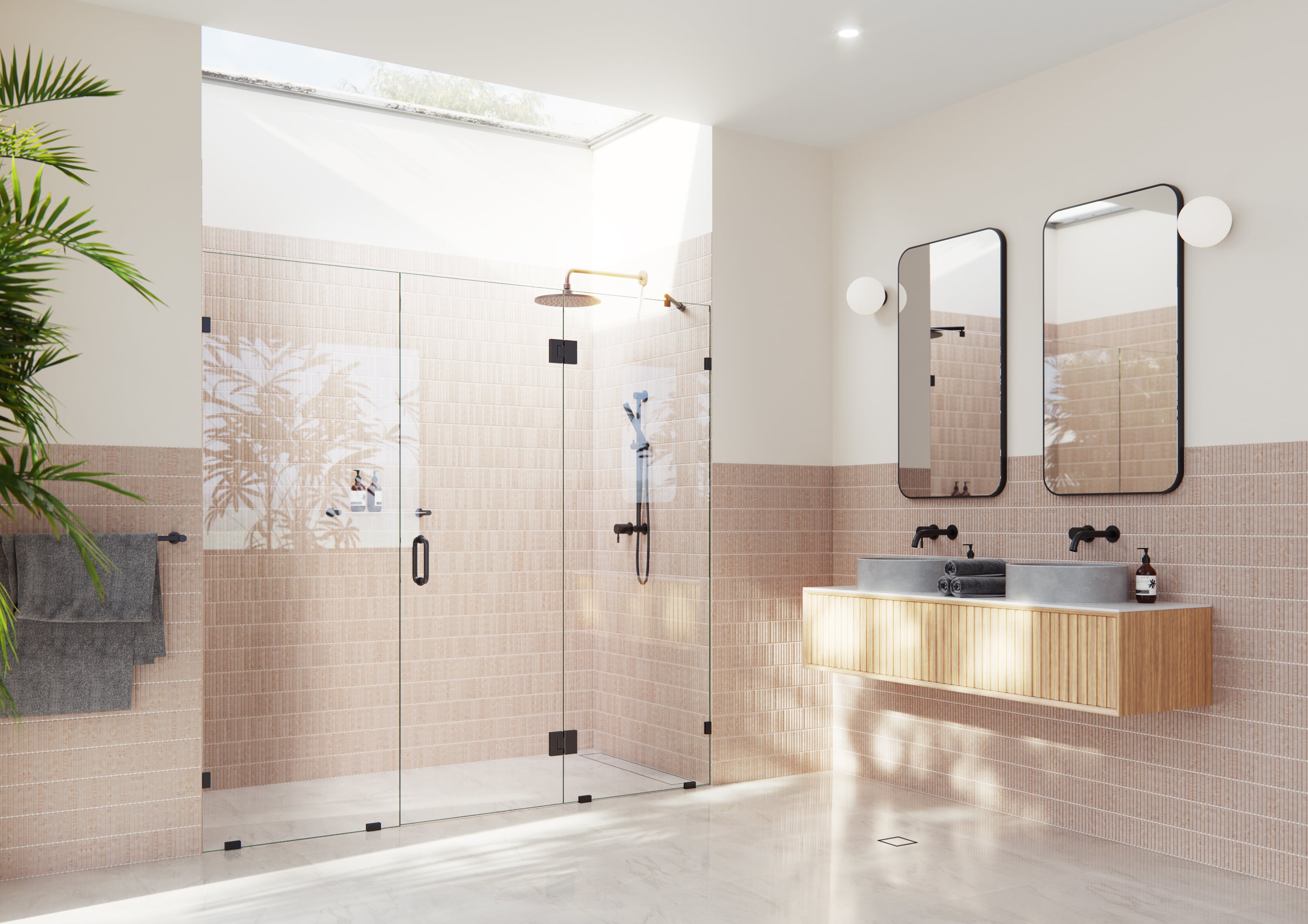 Glass Warehouse GHF-85-MB Stellar Matte Black 78-in H Frameless Clear Glass Hinged Shower door