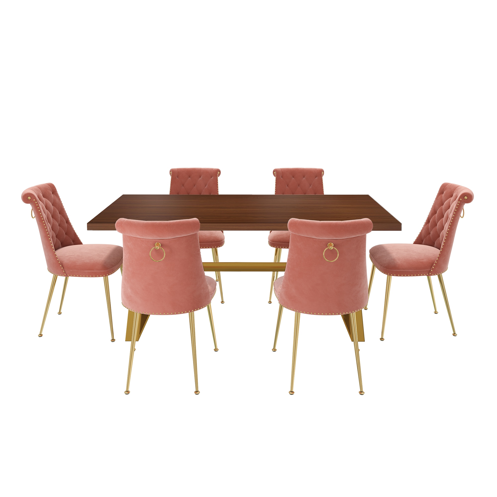 Clihome CL-HTM703CBN Reddish-brown/Brown Table Contemporary/Modern Dining Room Set with Rectangular Table ( Seats 6 )