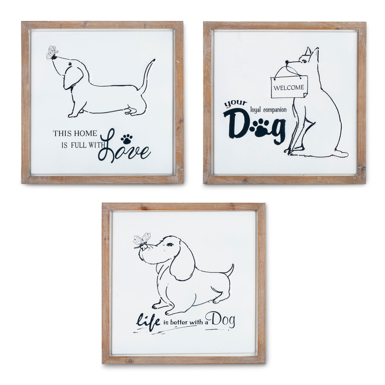 Lone Elm Studios Metal Dog Wall Decor with Wood Light Brown Wood ...