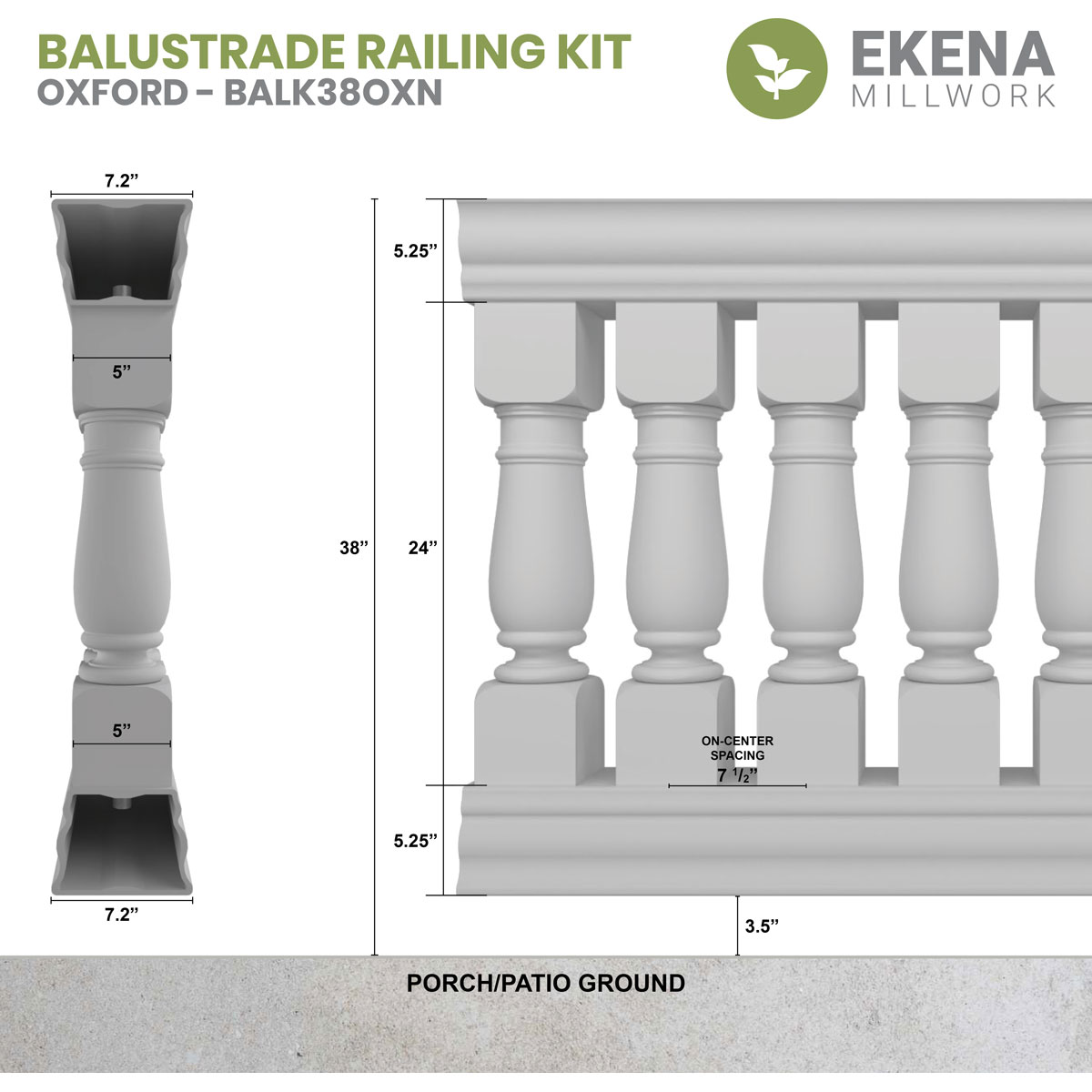 Ekena Millwork BALK38X096OXN railings - View #2