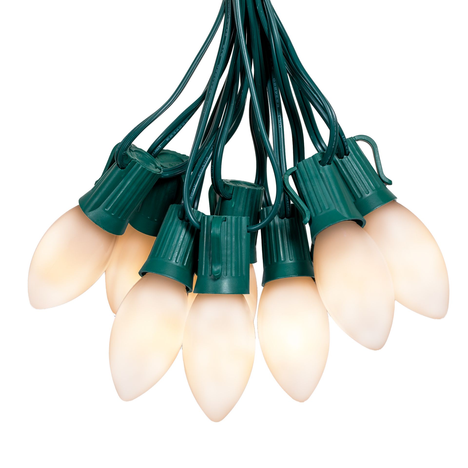 Novelty Lights FC9SET-LED-GW-CR-WH 25FT C9 LED String Lights Outdoor Shatterproof Ceramic Warm White Connectable up to 43 Sets Energy Efficient Weatherproof UL Listed
