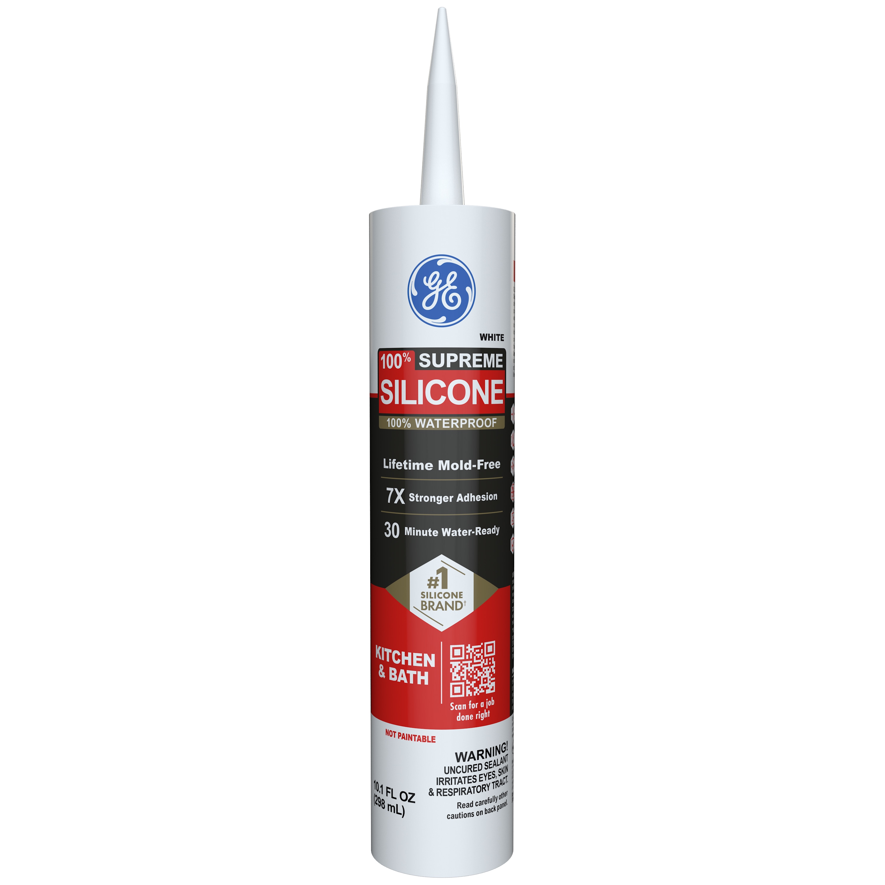 GE 2821640 Supreme Silicone Kitchen and Bath, Tub and Tile 10.1-oz Kitchen bath White Silicone Caulk