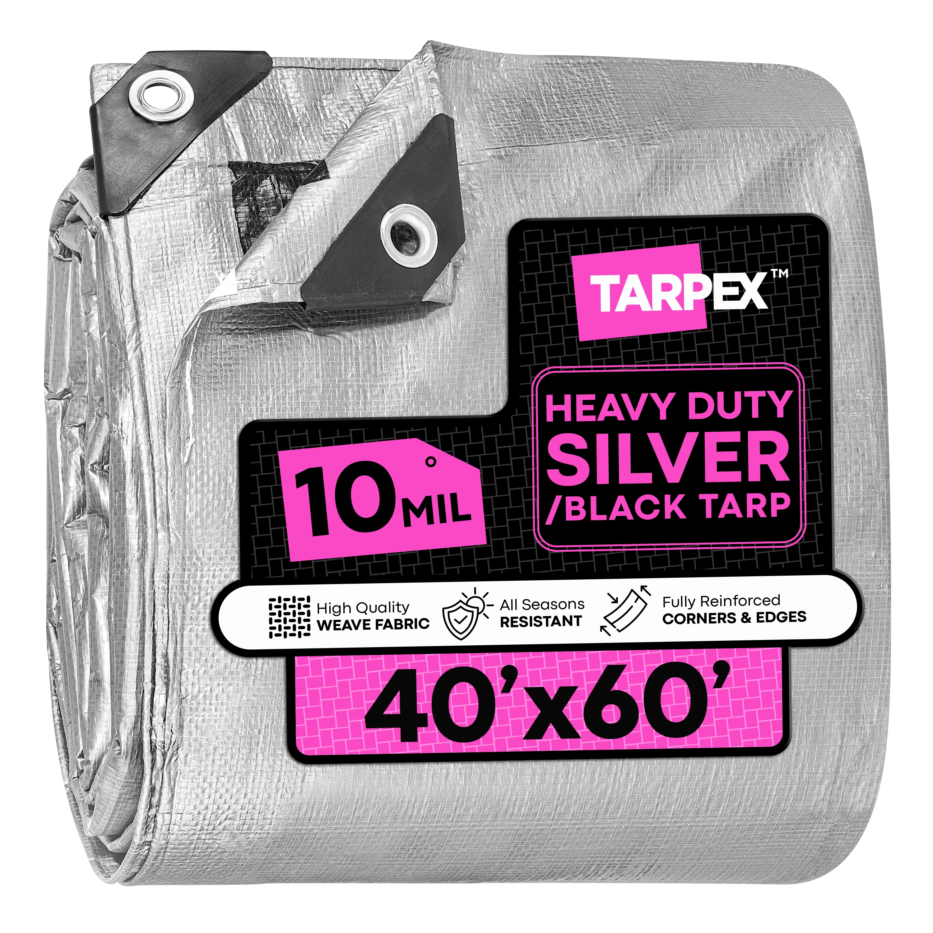 Tarpex 40-ft x 60-ft Black Waterproof Commercial Polyethylene 10-mil Tarp