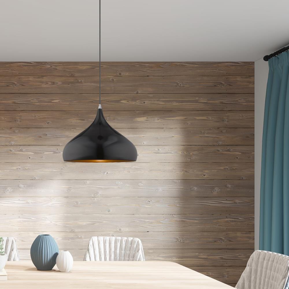 Shiny Black and Gold Mini Pendant Light