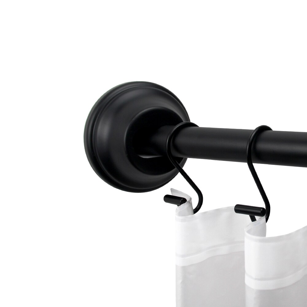 allen + roth 44-in to 72-in Matte Black Fixed or Tension Single Curve Adjustable Shower Curtain Rod