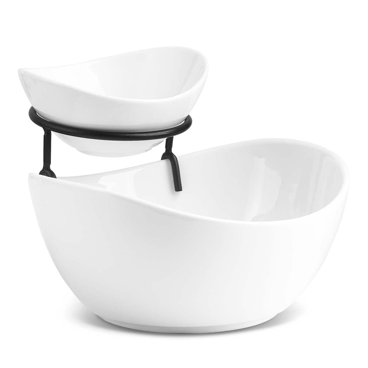 Aoibox  Chip and Dip Serving Set Tiered Serving Bowl Set 2 Tier Serving Stand Ceramic Appetizer Serving Food Display