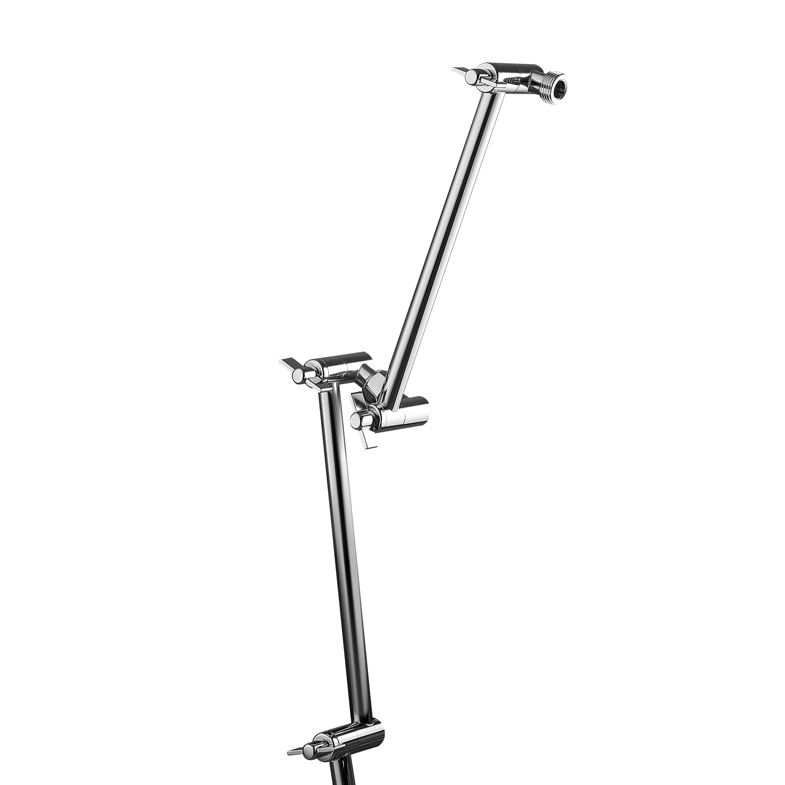 GIVIMO 11-in Brass Shower Head Extension Arm with 10-lb Load Capacity featuring 360-Degree Adjustable Chrome Extender and G1/2 Universal Thread for Rain and Handheld Showerhead