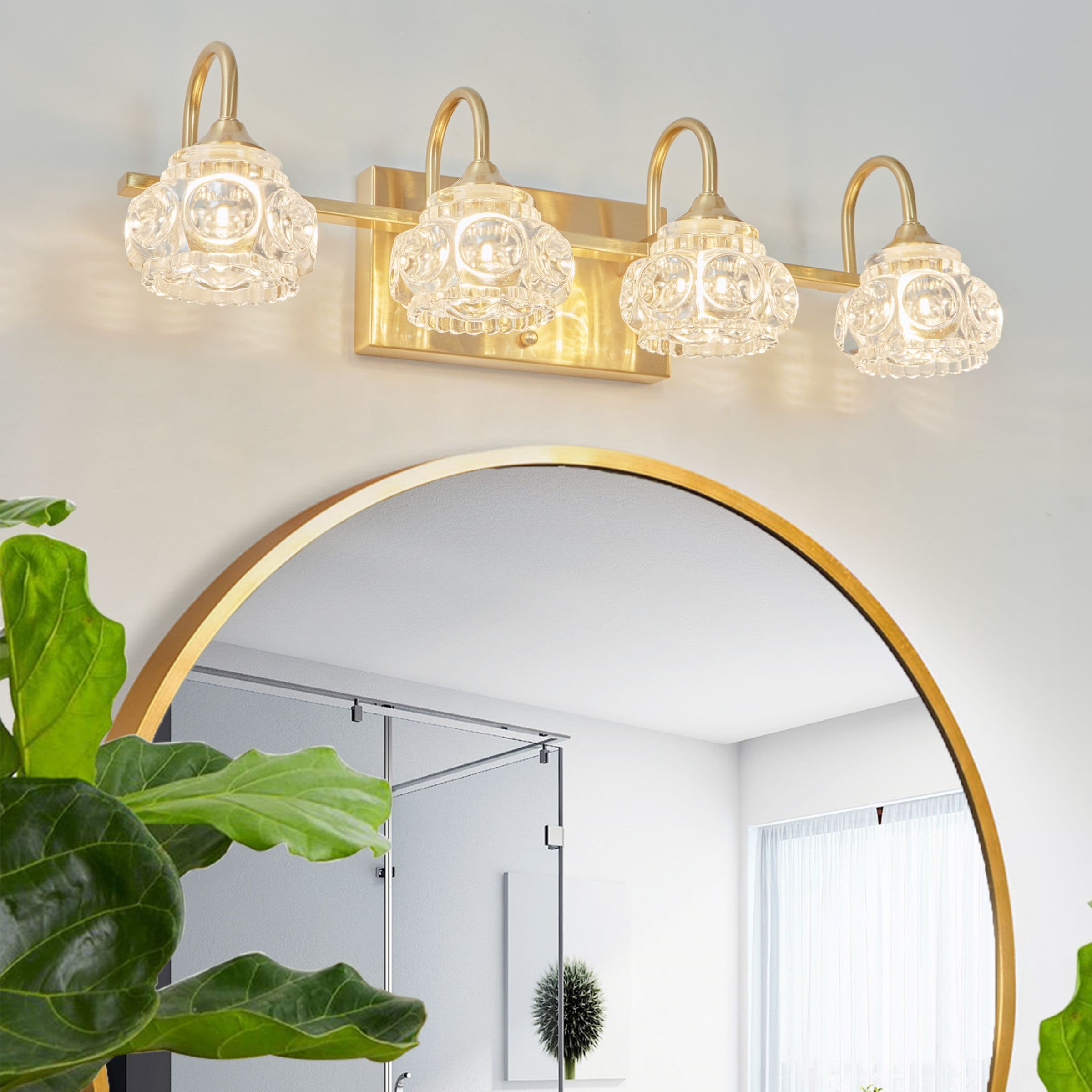 WELLFOR YX 22.8-in 4 Light Gold Mid-century Bathroom Vanity light
