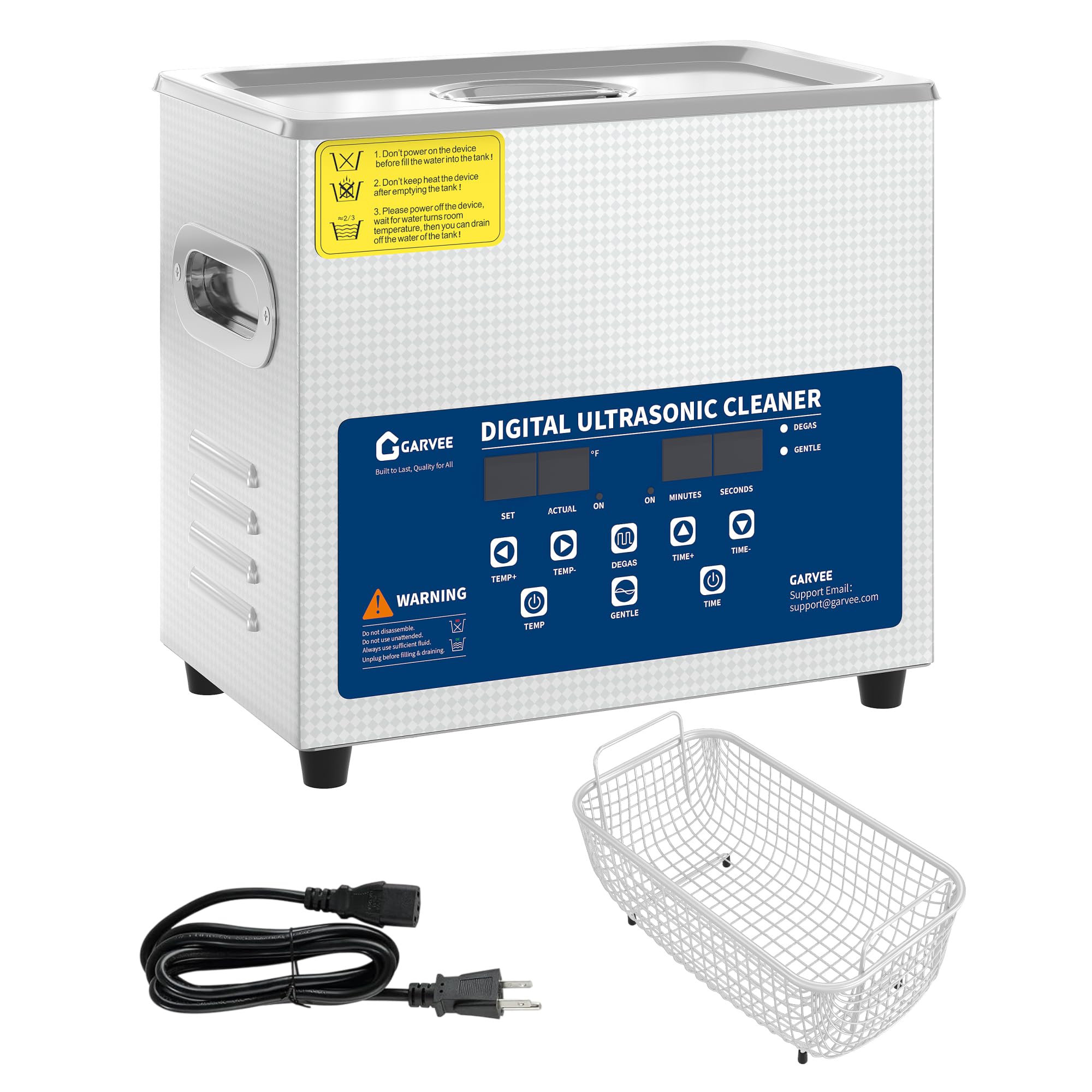 GarveeLife 6L Ultrasonic Cleaner with Heated Function Digital Timer Stainless Steel Tank Heavy-Duty Commercial Cleaning Machine for Auto Parts Industrial Components Jewelry Glasses
