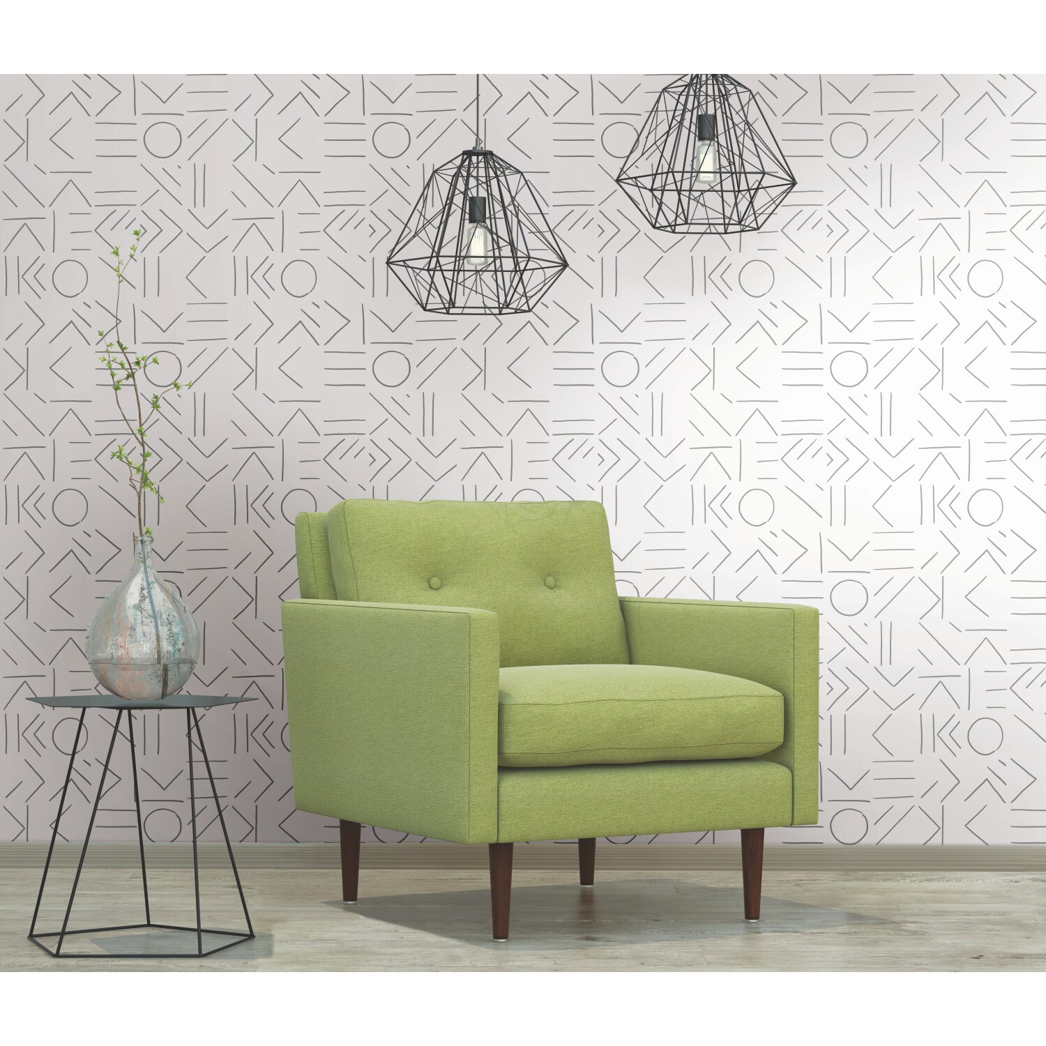 RoomMates RMK11637RL 28.29-Sq. Feet Gray Vinyl Geometric Self-adhesive Peel and Stick Wallpaper