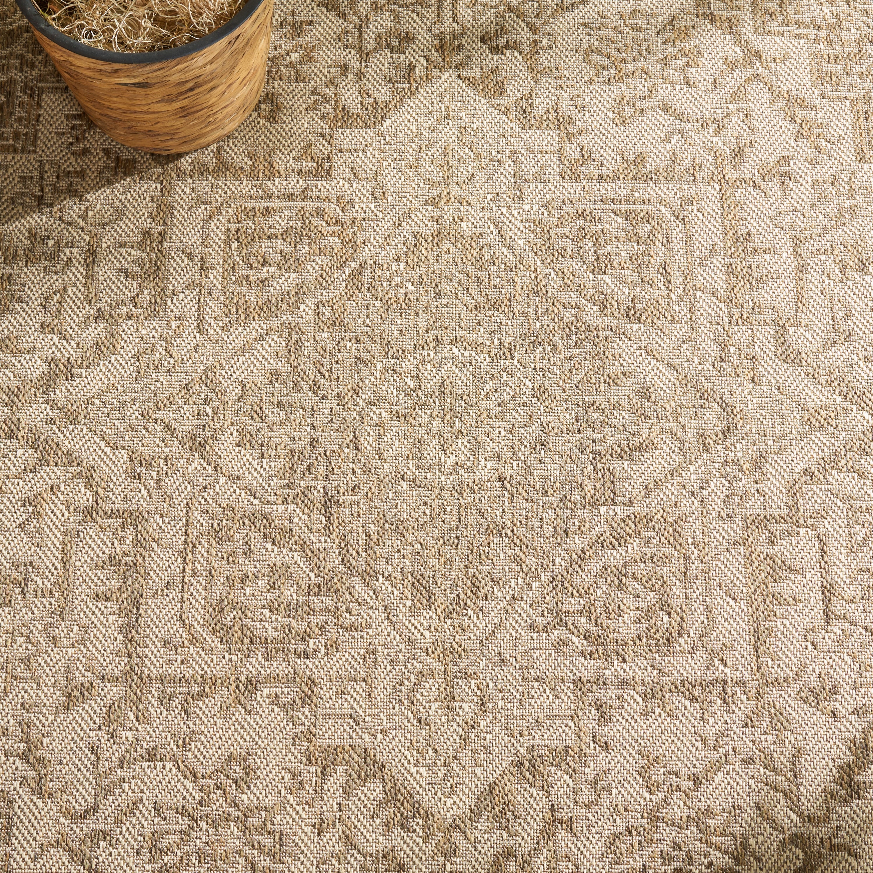 Safavieh Beach House Tressie 9 X 12 (ft) Cream/Beige Indoor/Outdoor  Floral/Botanical Bohemian/Eclectic Area Rug in the Rugs department at