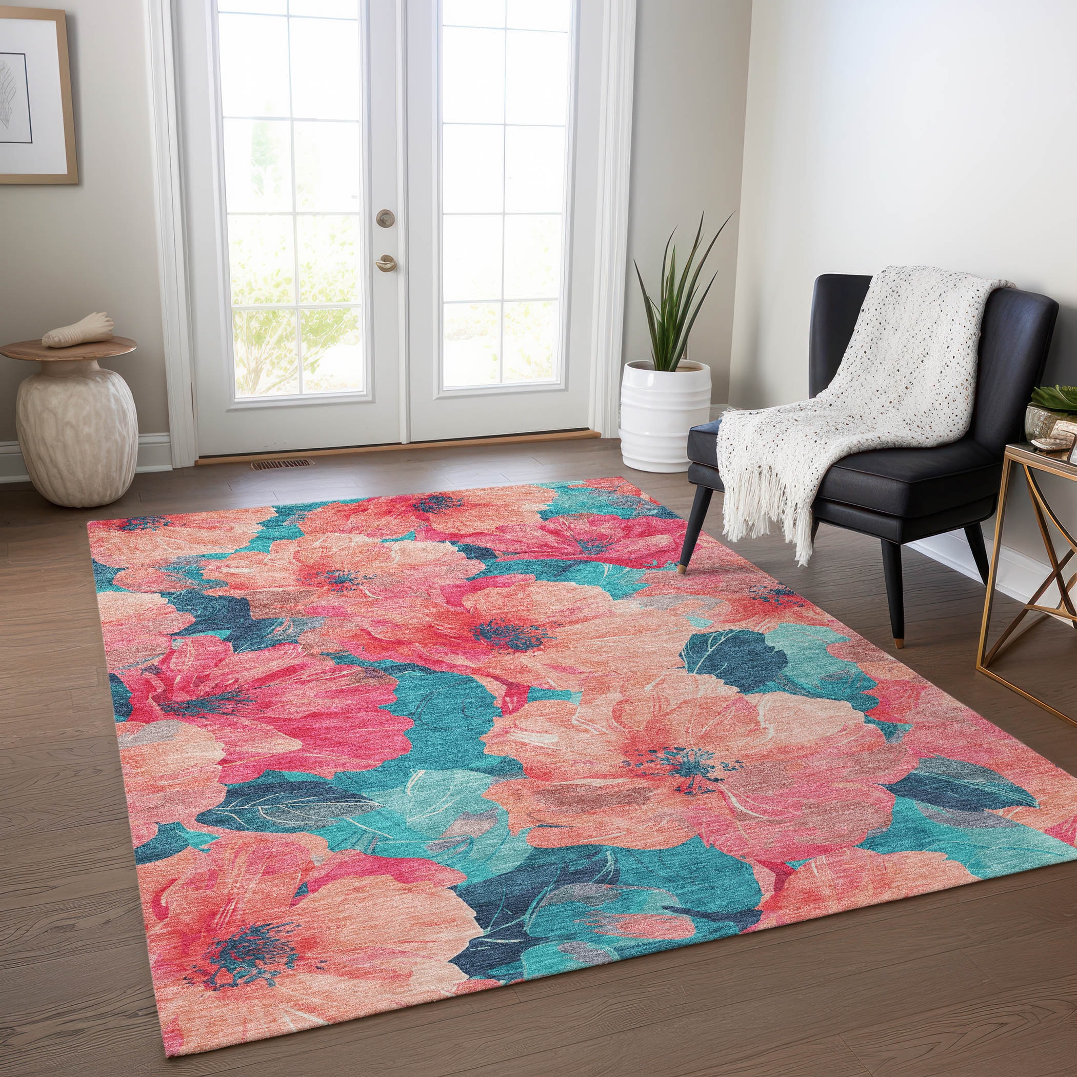Addison Rugs ACN1547SM5X8 Chantille ACN1547SM 5 x 7 (ft) Polyester Salmon Rectangular Indoor/Outdoor Geometric Machine washable Area rug