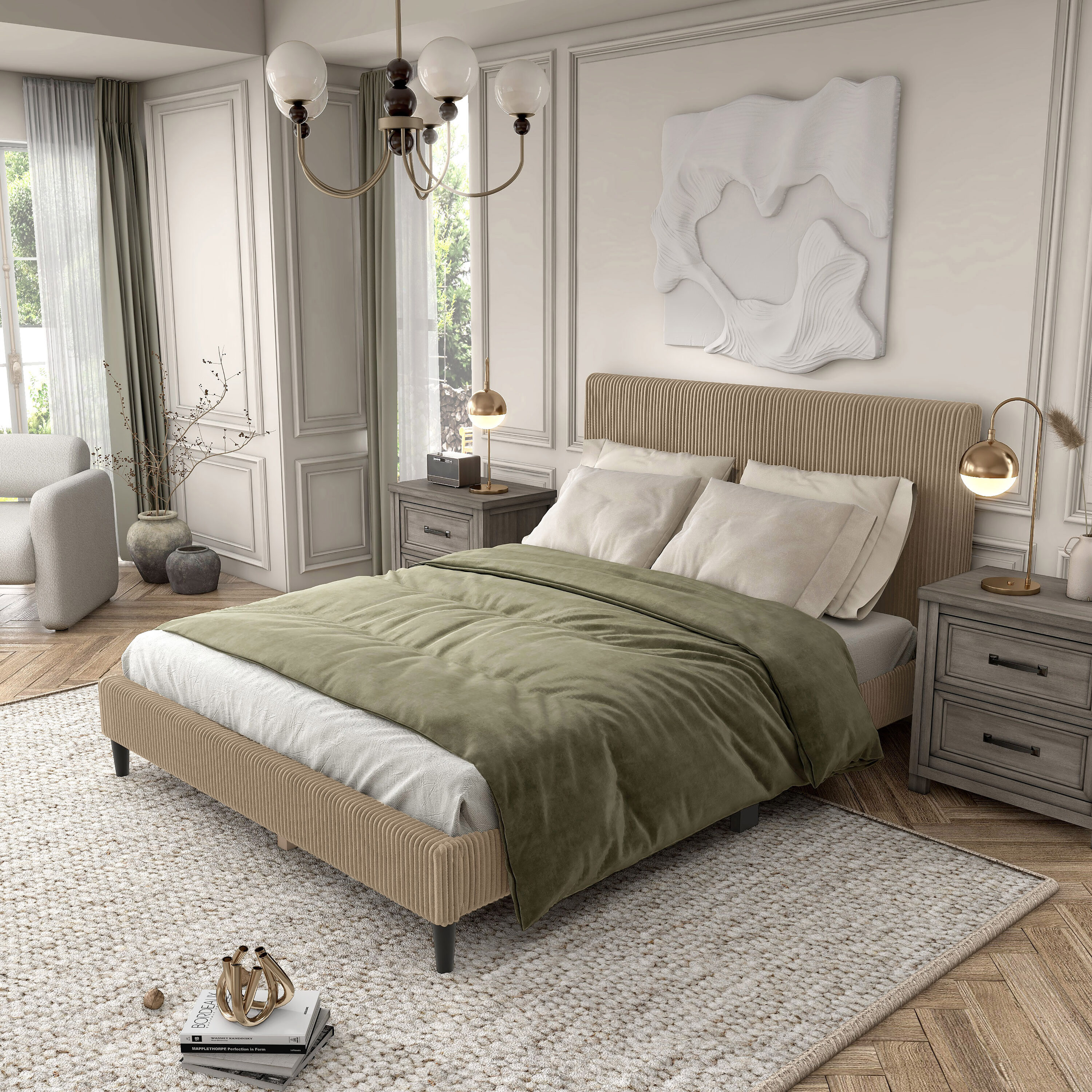 Furniture of America EC-7231BR-Q Claude Brown Queen Wood veneer Platform Bed