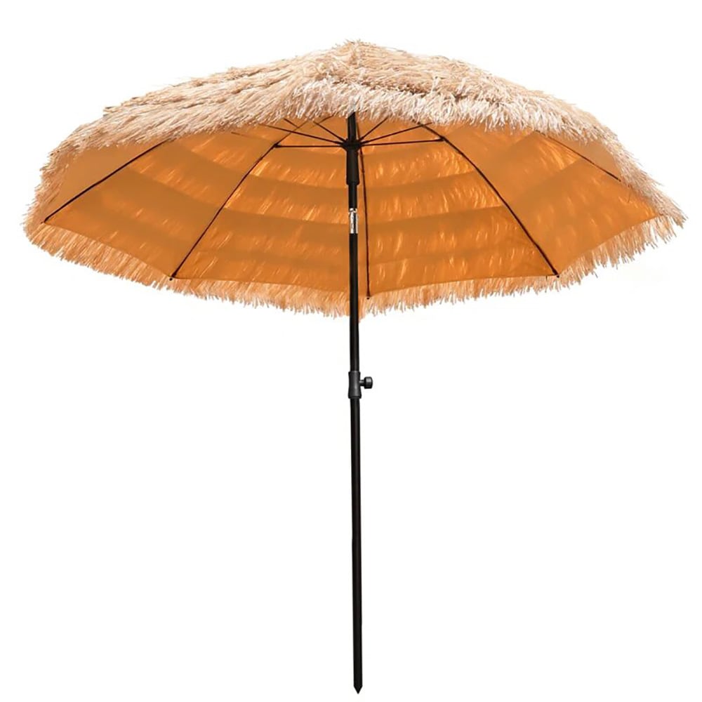 GARSING TIKIUM-6.5FT 6.5-ft Steel Beige Push-button Tilt Market Patio Umbrella