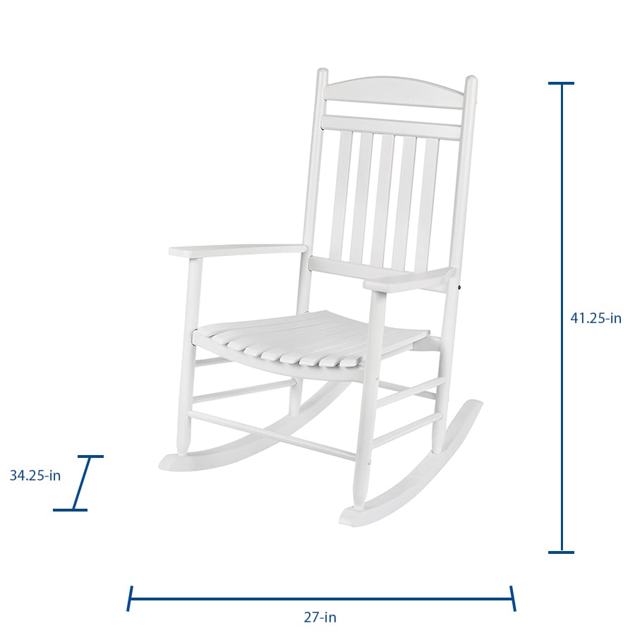 Shine Company Maine White Wood Frame Rocking Chair with Slat Seat in ...