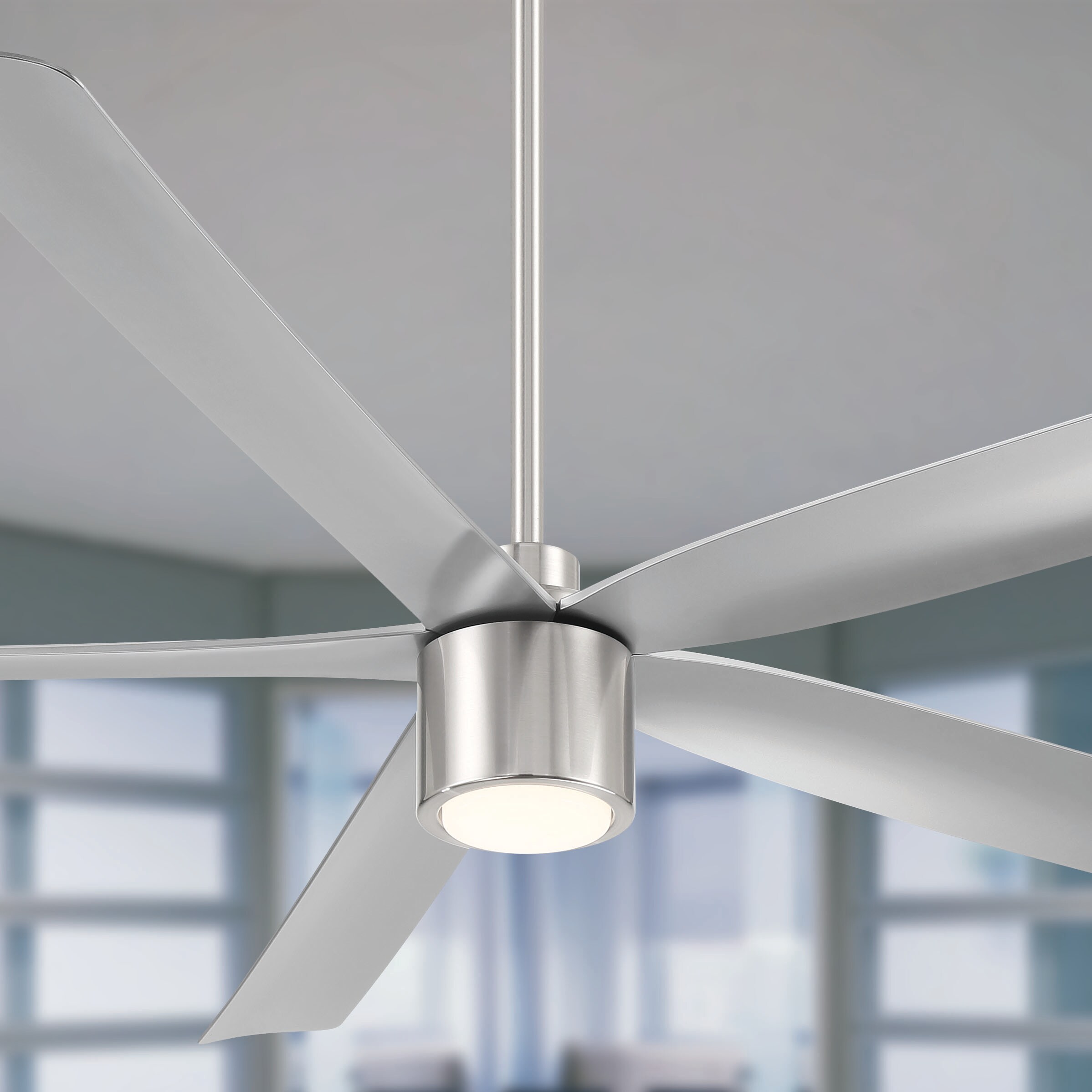 Arranmore Lighting & Fans AR-5001BN-72LK RAVIAN 72-in Outdoor Brushed Nickel with Matte Blades Ceiling Fan With Light and Remote ( 5 -Blade )