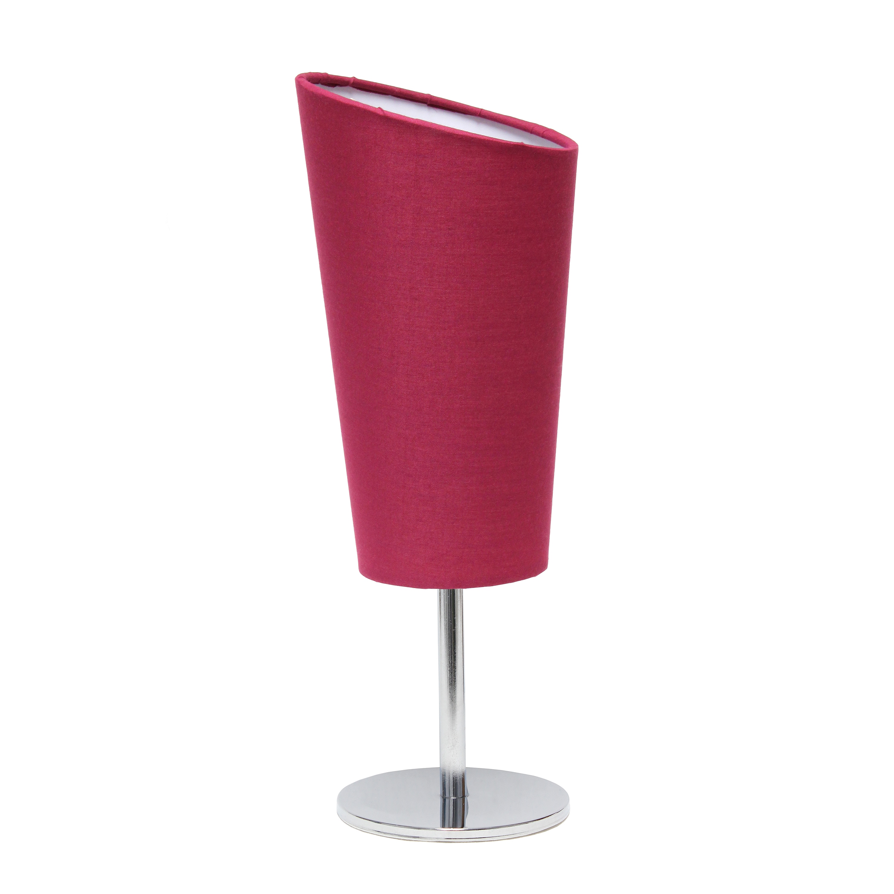 Simple Designs LT1208-PNK 12.4-inch Bright and Bold Mini Compact Chrome Table Lamp with Angled Fabric Shade for Living Room Bedroom Office Pink