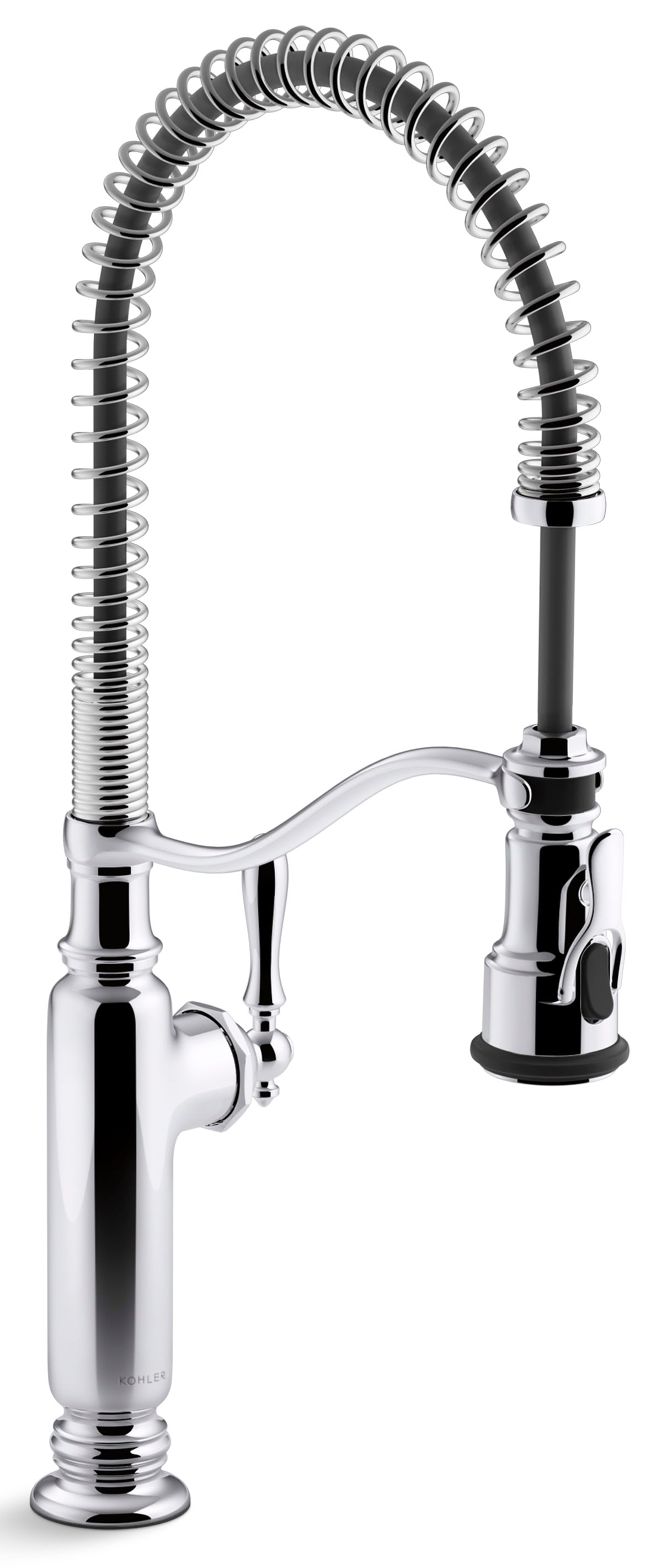 KOHLER 77515-CP Tournant Pre-Rinse Spring Polished Chrome Single Handle Deck-mount Pull-down Kitchen Faucet with Sprayer