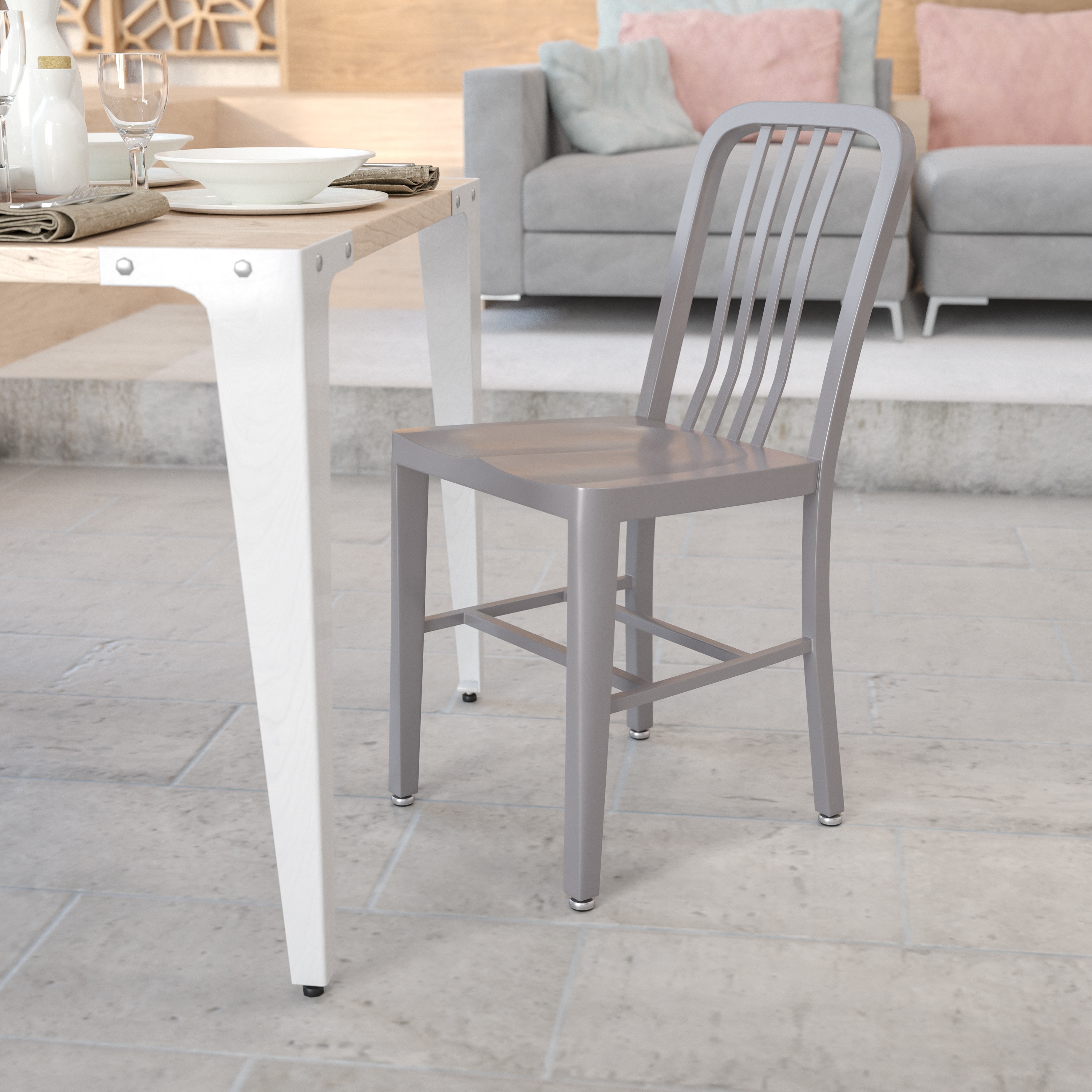 Flash Furniture 889142059769 Gael Contemporary/Modern Dining Side Chair (Metal Frame)