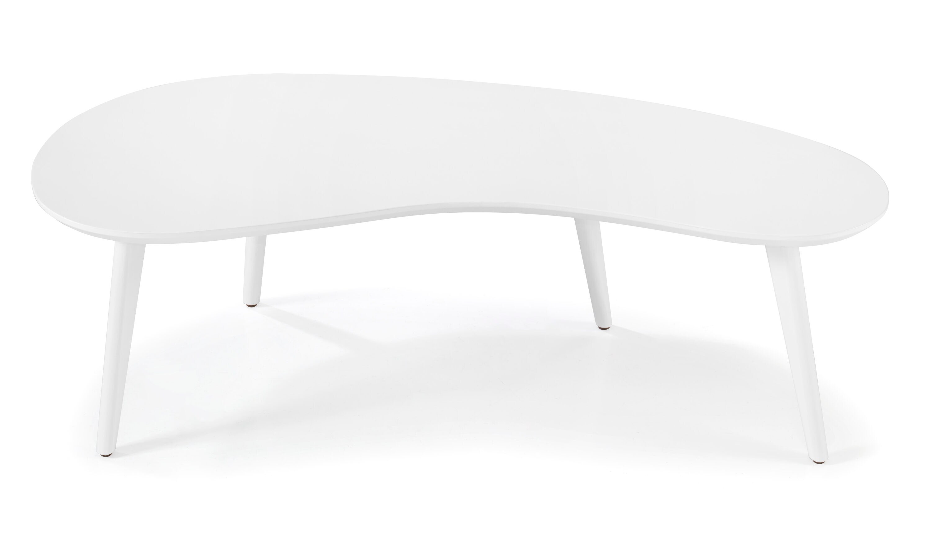 White Oval Solid Wood Mid-Century Modern Coffee Table