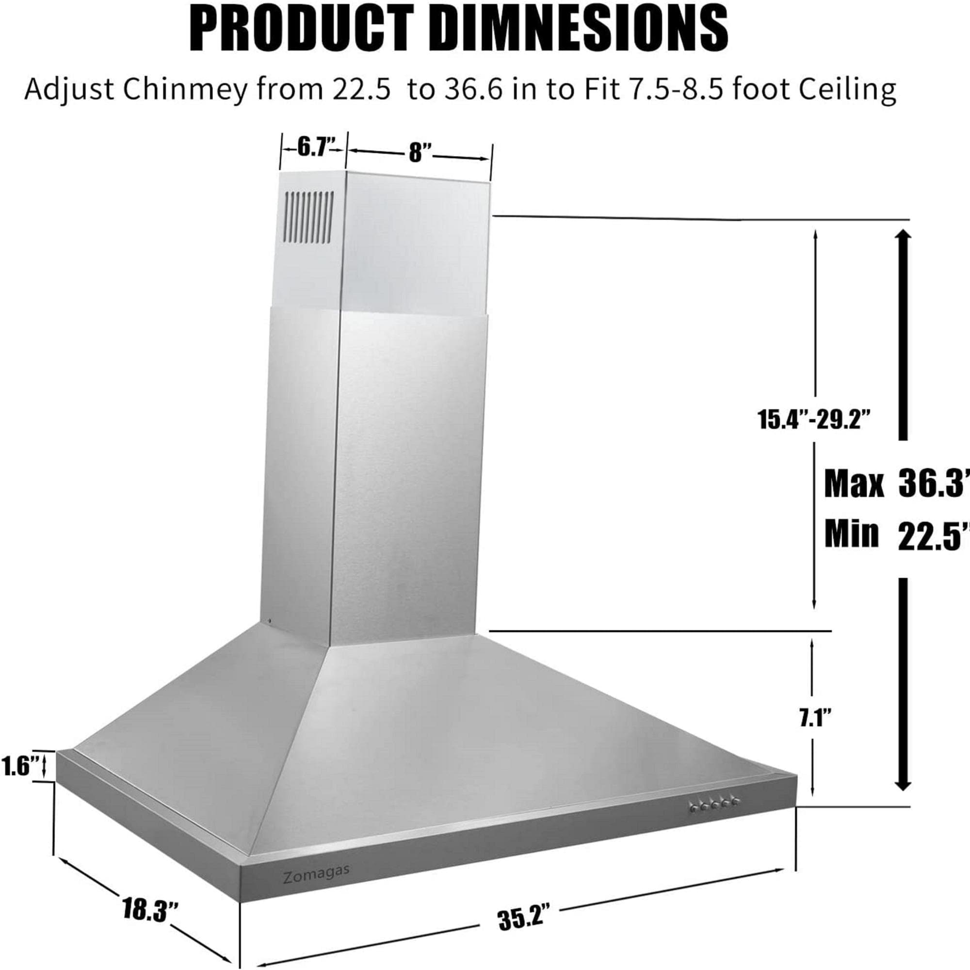 Zomagas 0190B Wall-Mounted-Range-Hoods - View #7