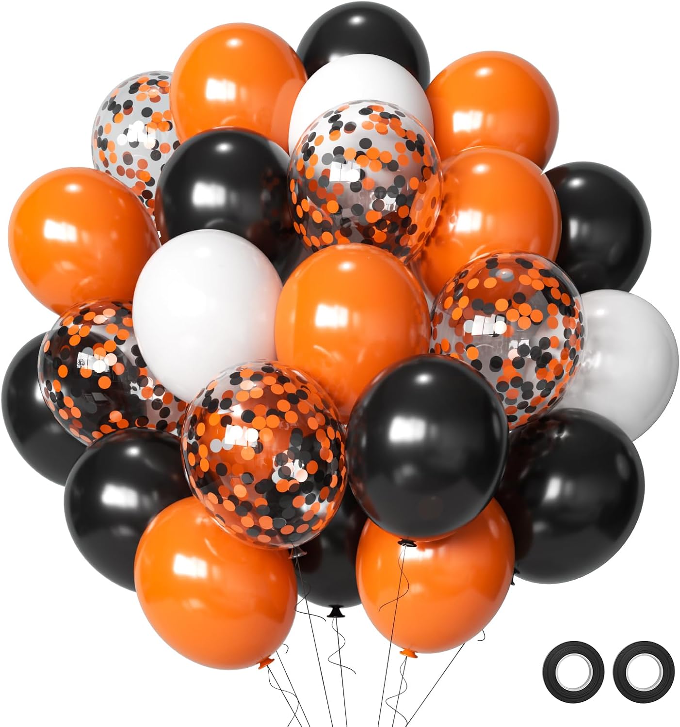 ZHANYIGY Halloween Balloons Black Orange Balloons Set 50Pcs 12inch Black White Orange Confetti Latex Balloon Halloween Balloon for Celebration Party Bar Anniversary Graduation Decoration
