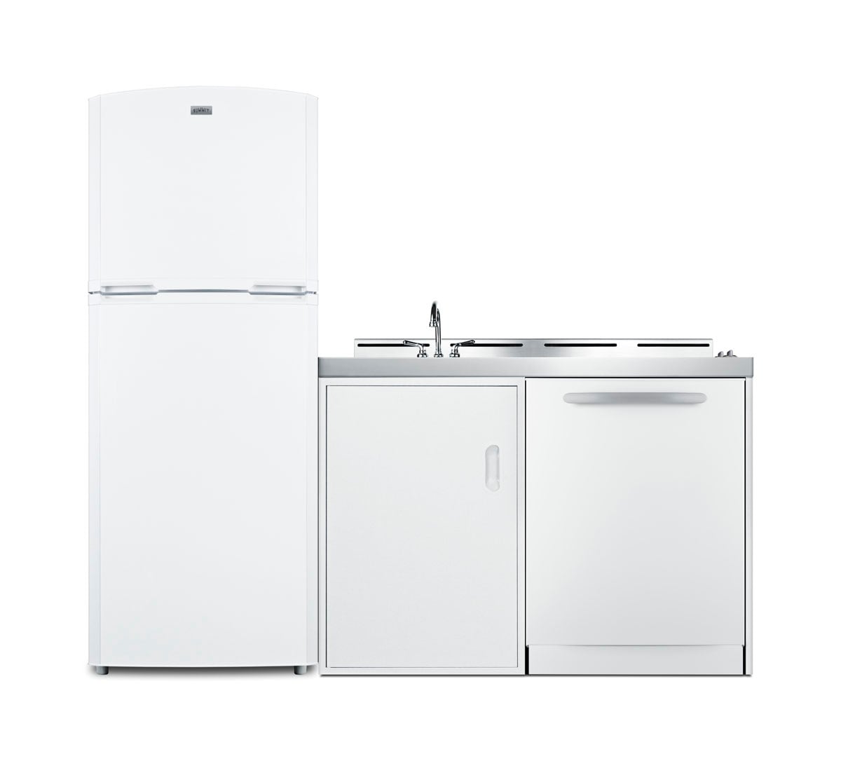 Summit Appliance ACKDW75 Wide All-In-One Combination Kitchen with refrigerator/ freezer, sink, and 2 burners -zone Cooktop