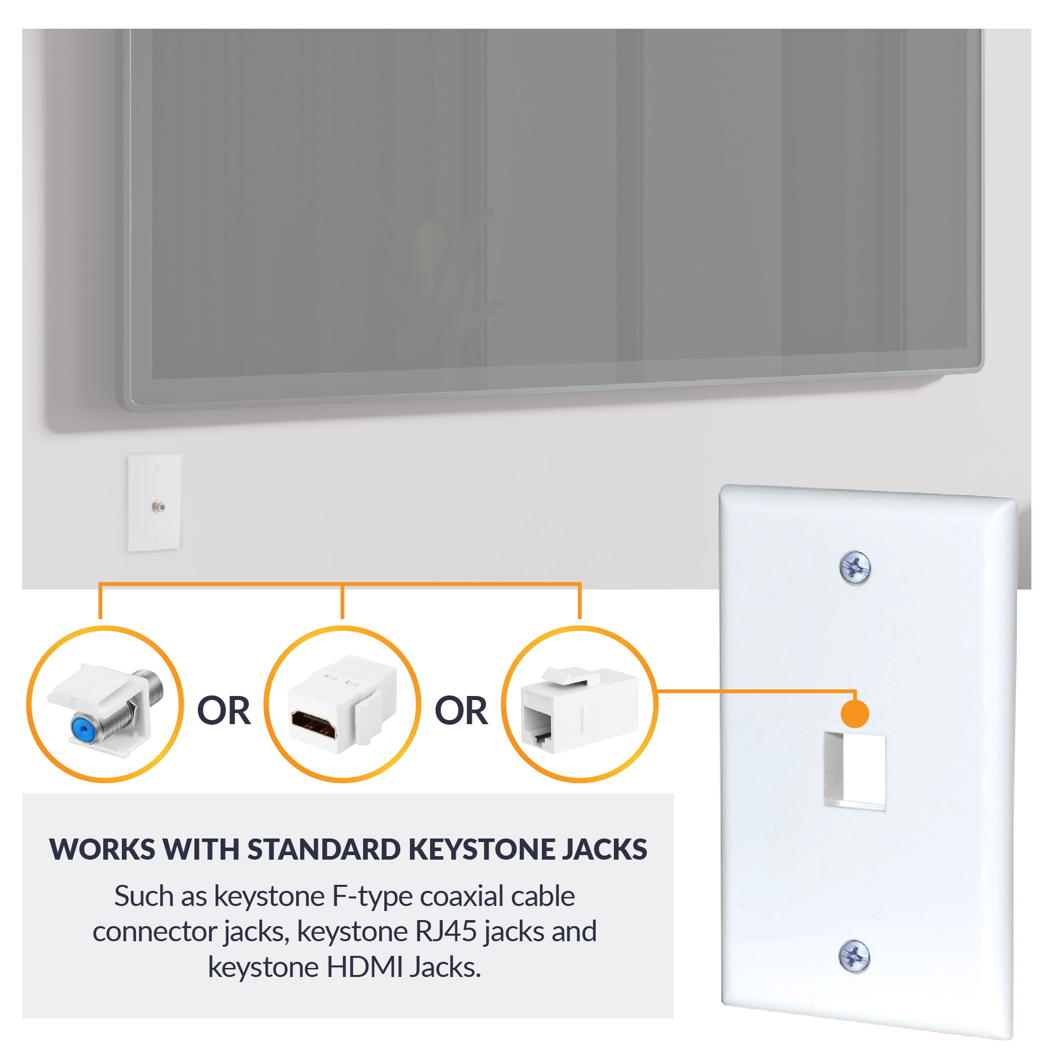 Newhouse Hardware QP1-WH-05 Audio-Video-Wall-Jacks - View #5
