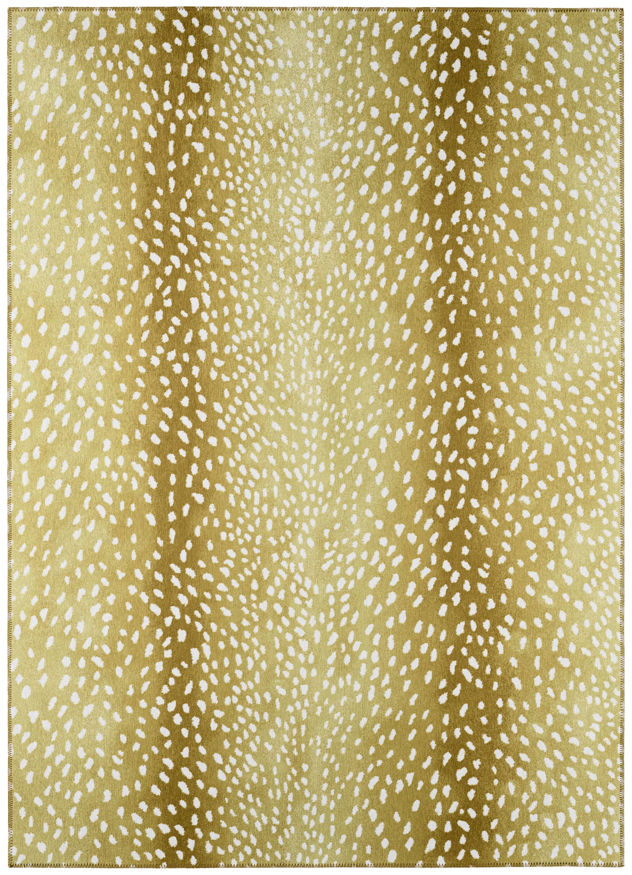 Addison Rugs ASF33GI5X8 Safari 5 x 8 (ft) Chenille Gilded Rectangular Indoor/Outdoor Animal print Bohemian/Eclectic Machine washable Area rug