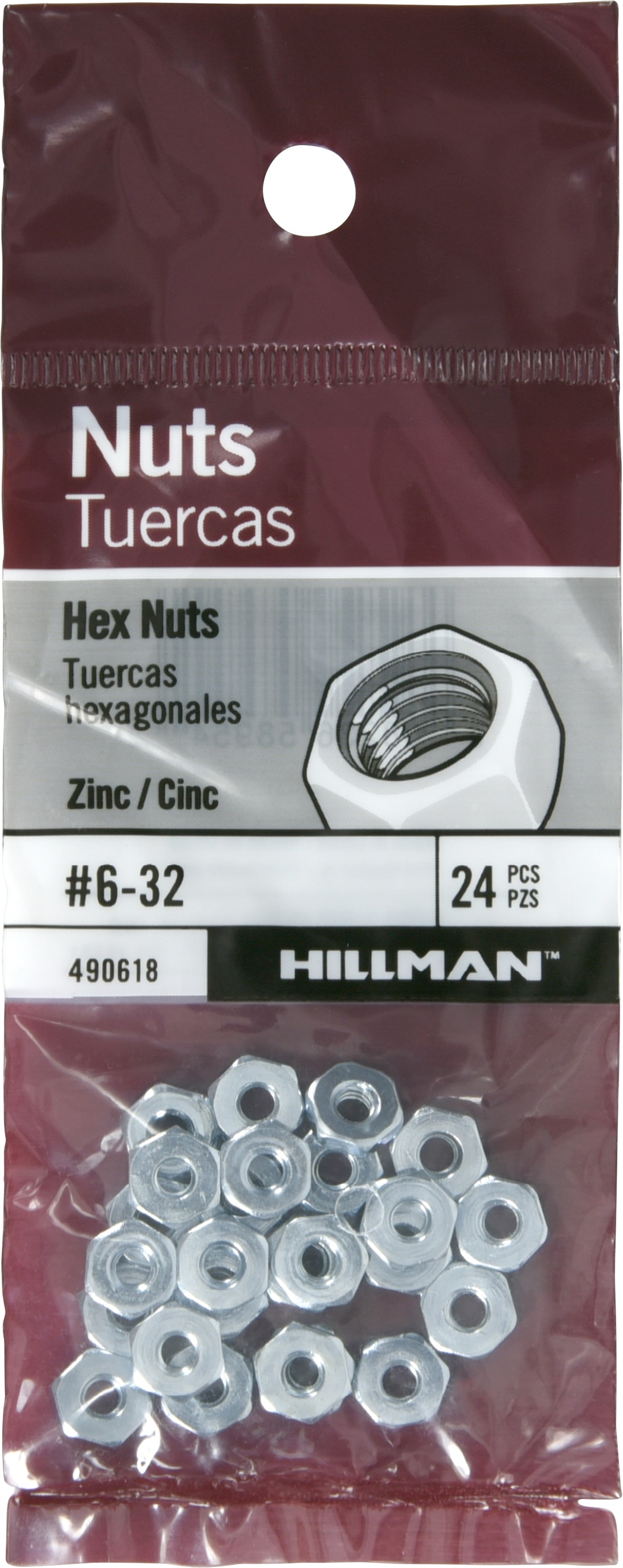 Hillman #6 x 32 Zinc-plated Steel Hex Nut (24-Count) in the Hex Nuts  department at