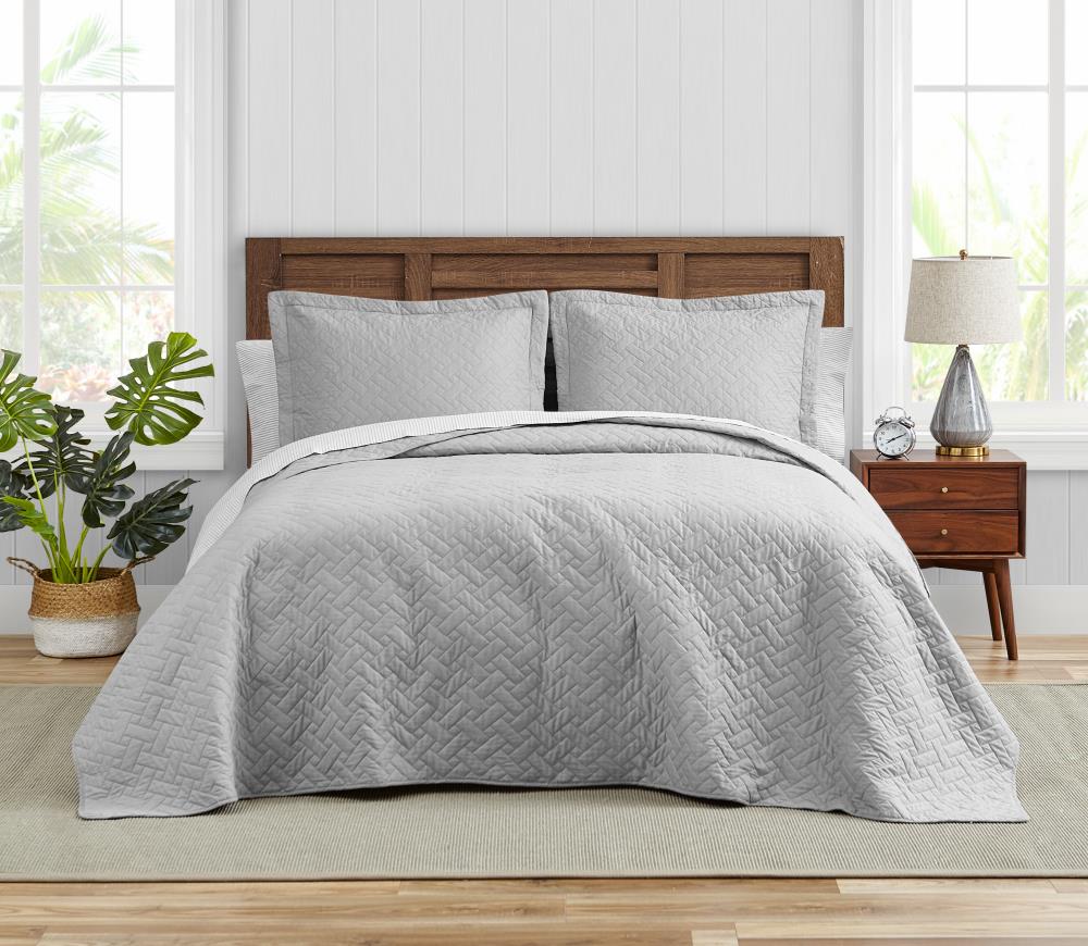 Tommy Bahama Tb Solid 3-Piece Pelican Grey King Quilt Set in the ...