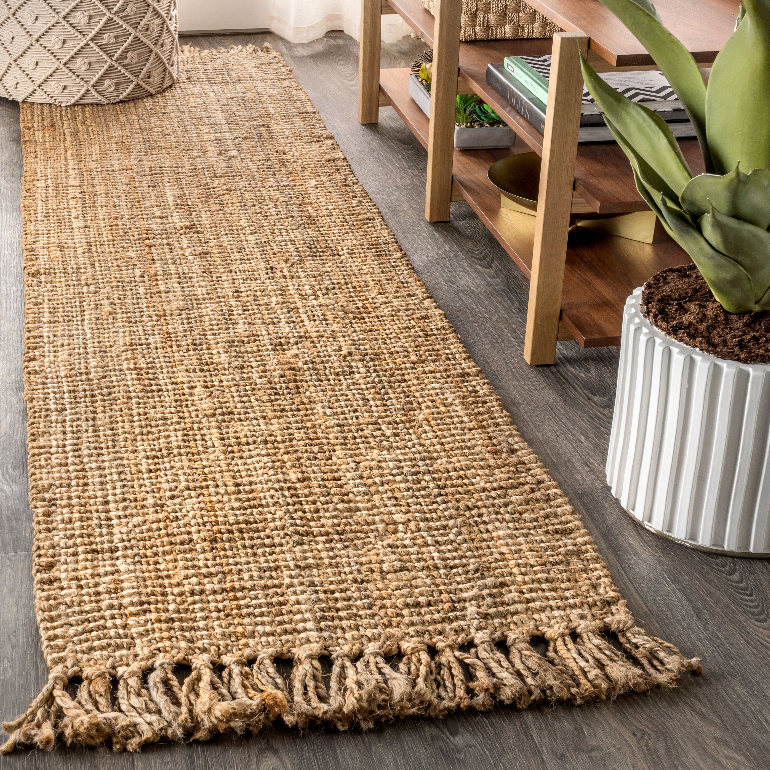 JONATHAN  Y NRF103A-2 NATURAL FIBER Pata 2 x 8 (ft) Loomed Jute Natural Rectangular Indoor Solid Bohemian/Eclectic Runner rug