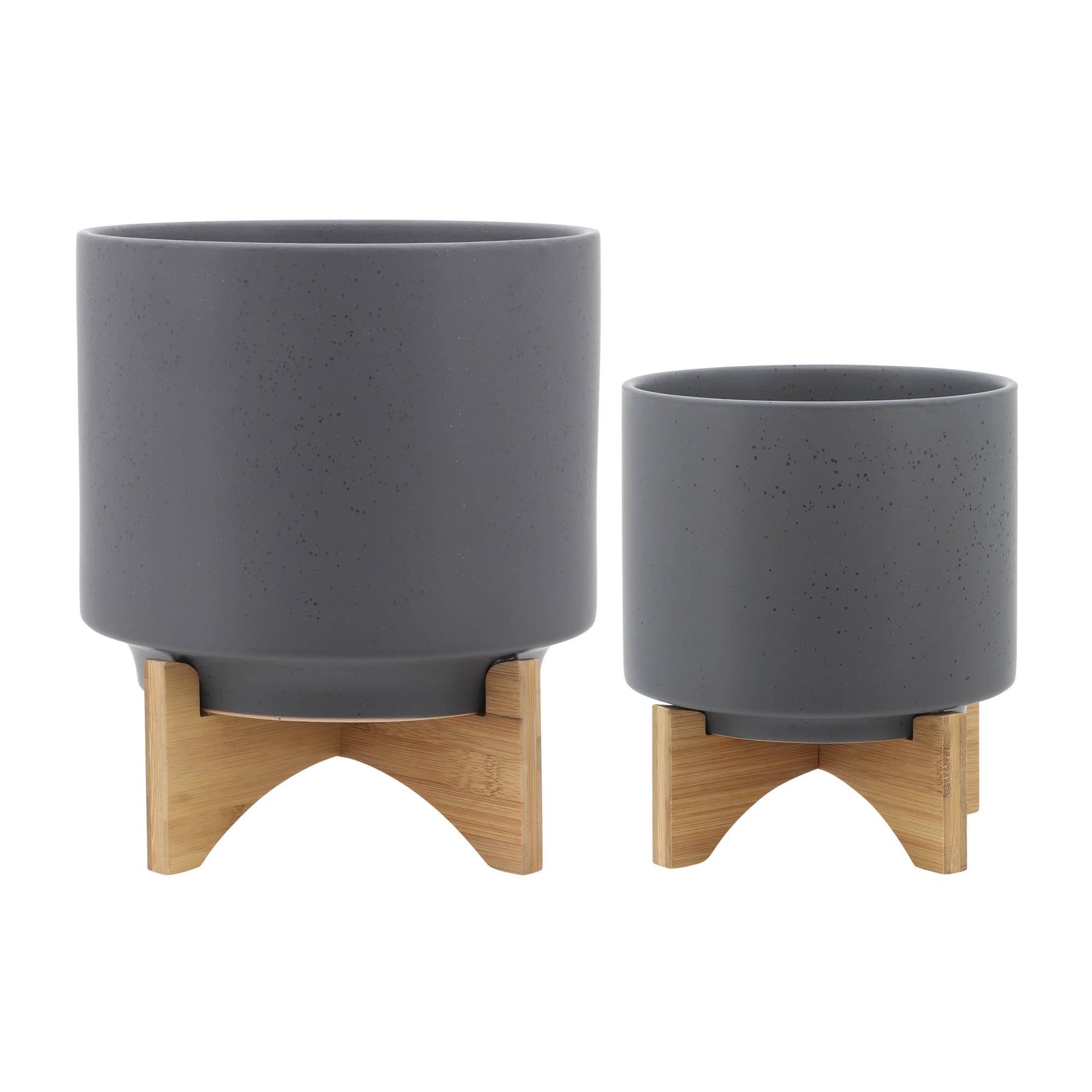 Miki Shinly JJ-6871-38SH Round 10.0-in W Medium Gray Ceramic Indoor/Outdoor Planter